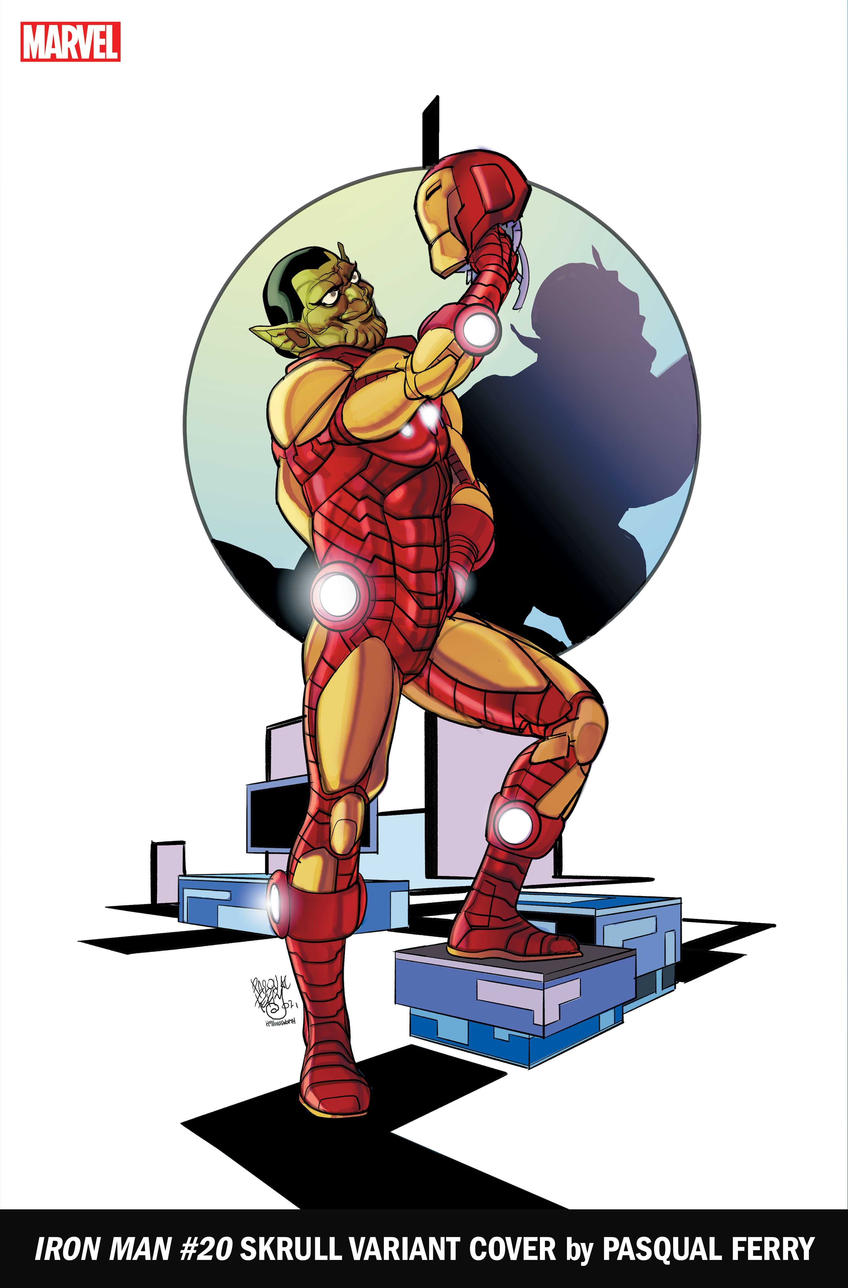IRON MAN #20 SKRULL VARIANT COVER by PASQUAL FERRY