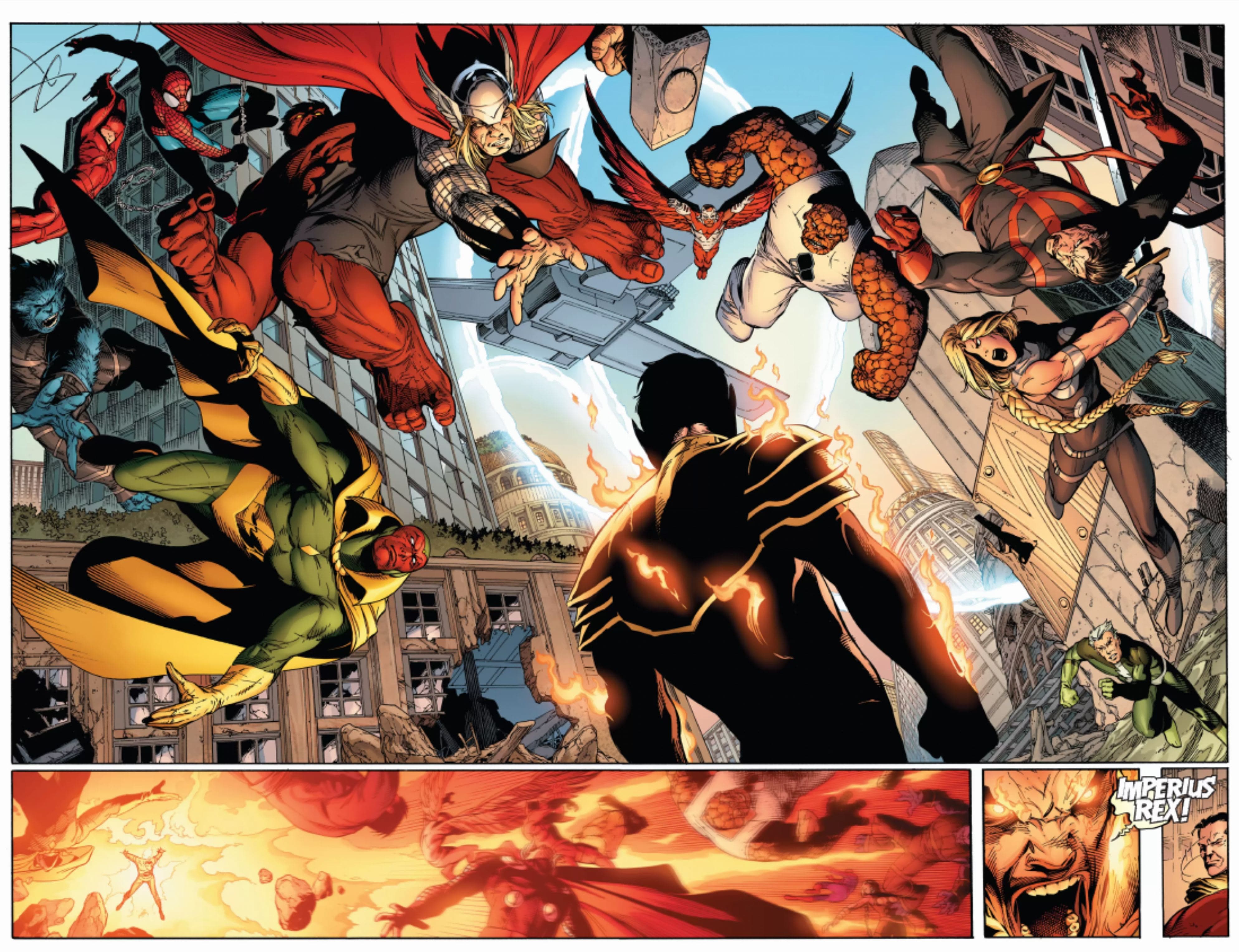 AVENGERS VS X-MEN (2012) #8 page by Adam Kubert, John Dell, Laura Martin, and Larry Molinar