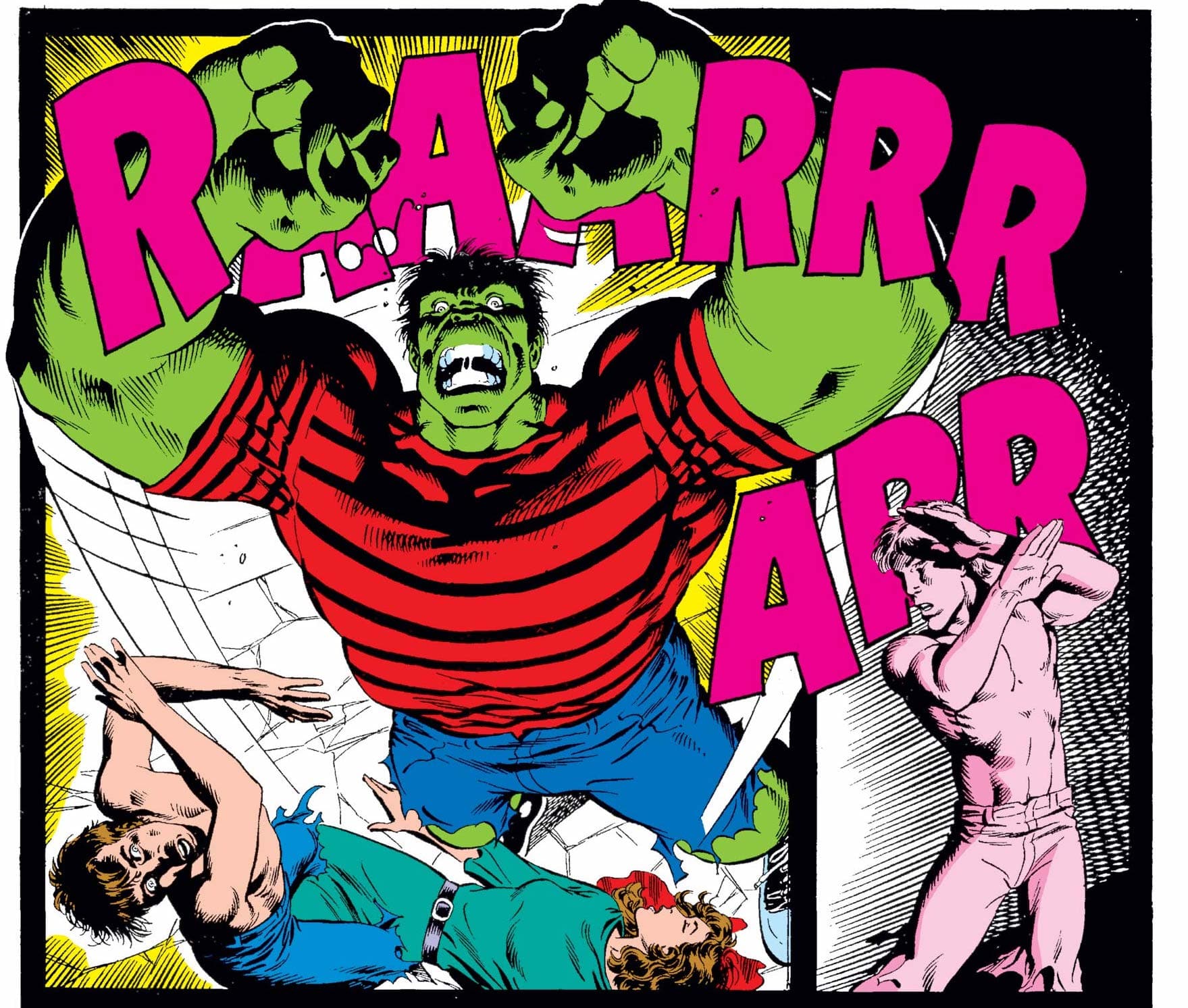 Red shirt with black stripes, jeans, and sneakers - INCREDIBLE HULK (1962) #377