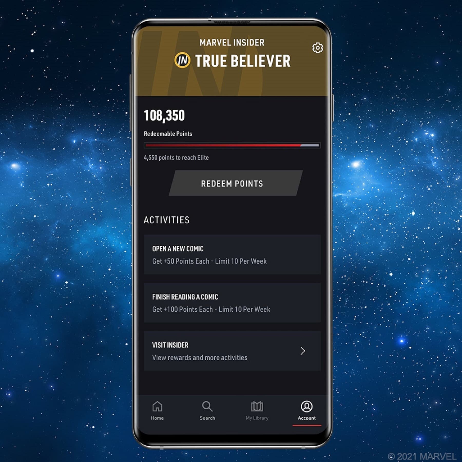 Earn Marvel Insider points.