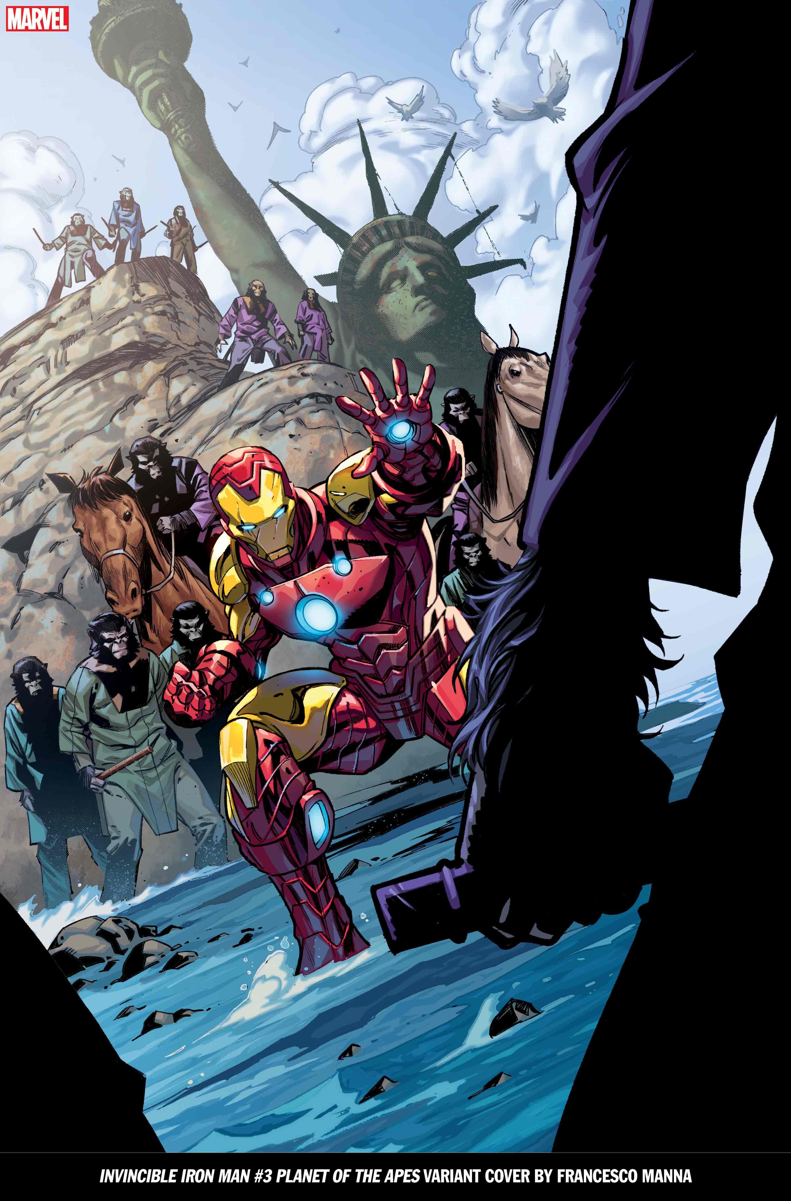 INVINCIBLE IRON MAN #3 PLANET OF THE APES VARIANT COVER BY FRANCESCO MANNA