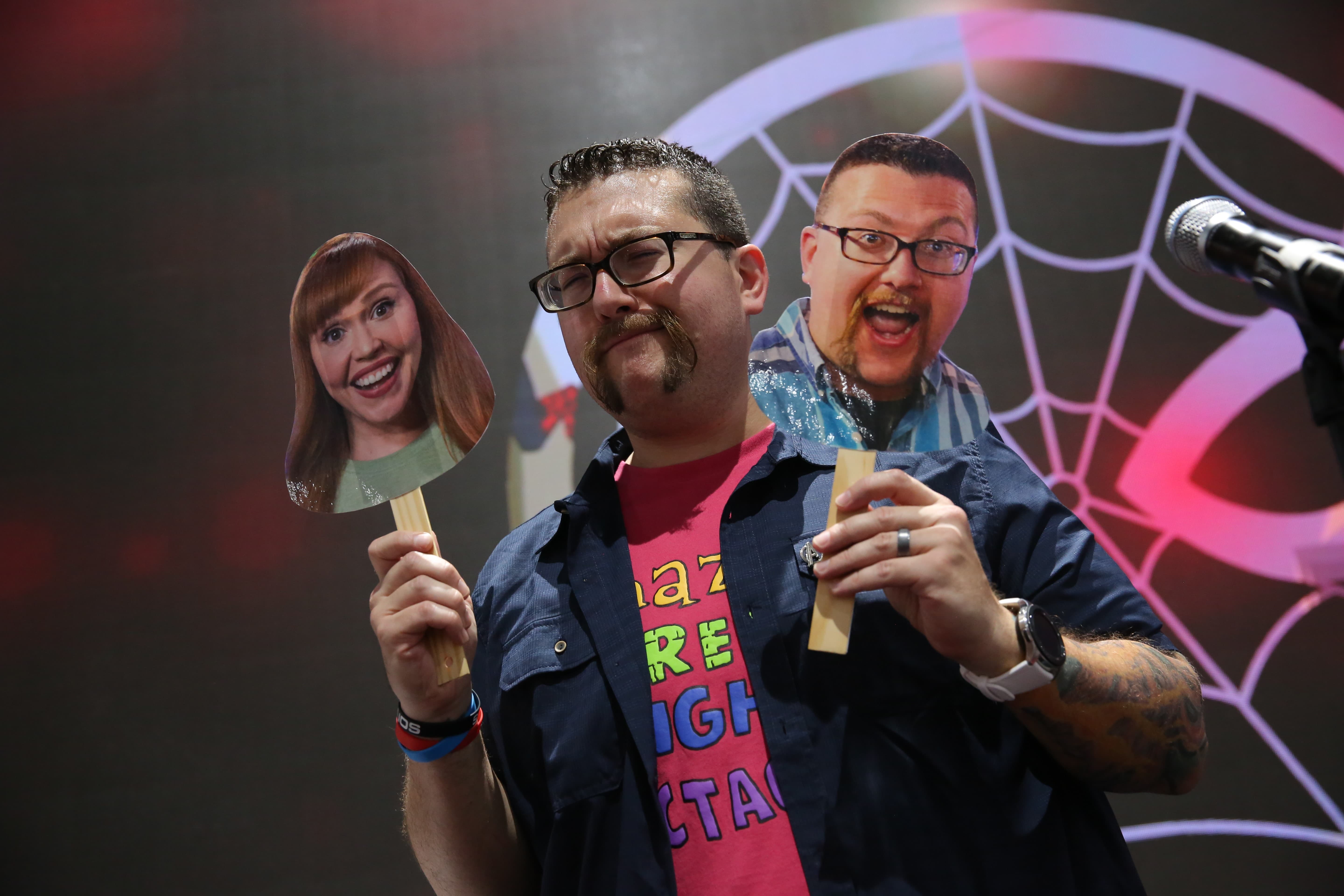 Ryan "Agent M" Penagos hosts Marvel Live! on stage at SDCC 2019