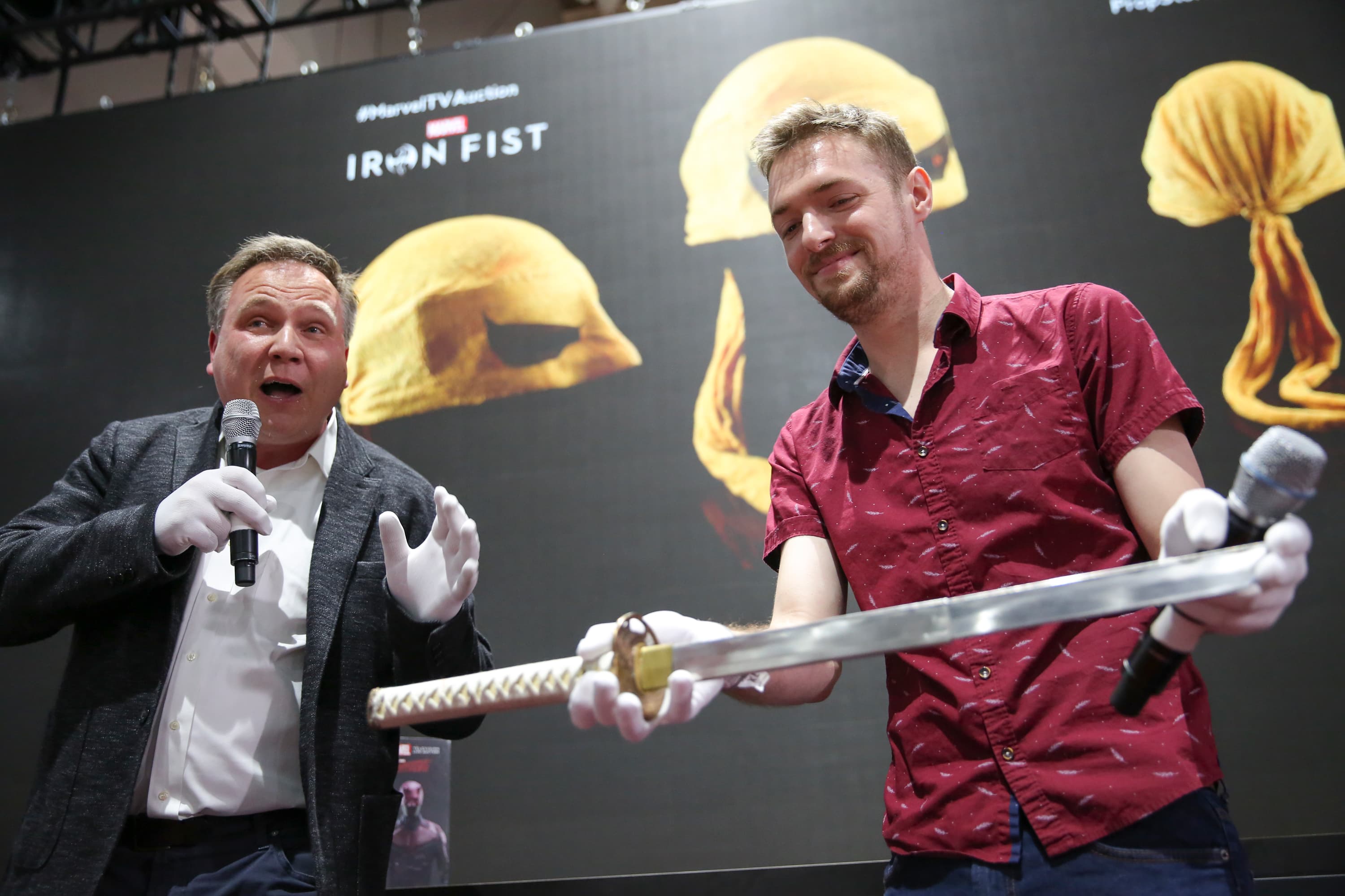 Colleen Wing's katana from Marvel's Iron Fist on display on the Marvel Stage 