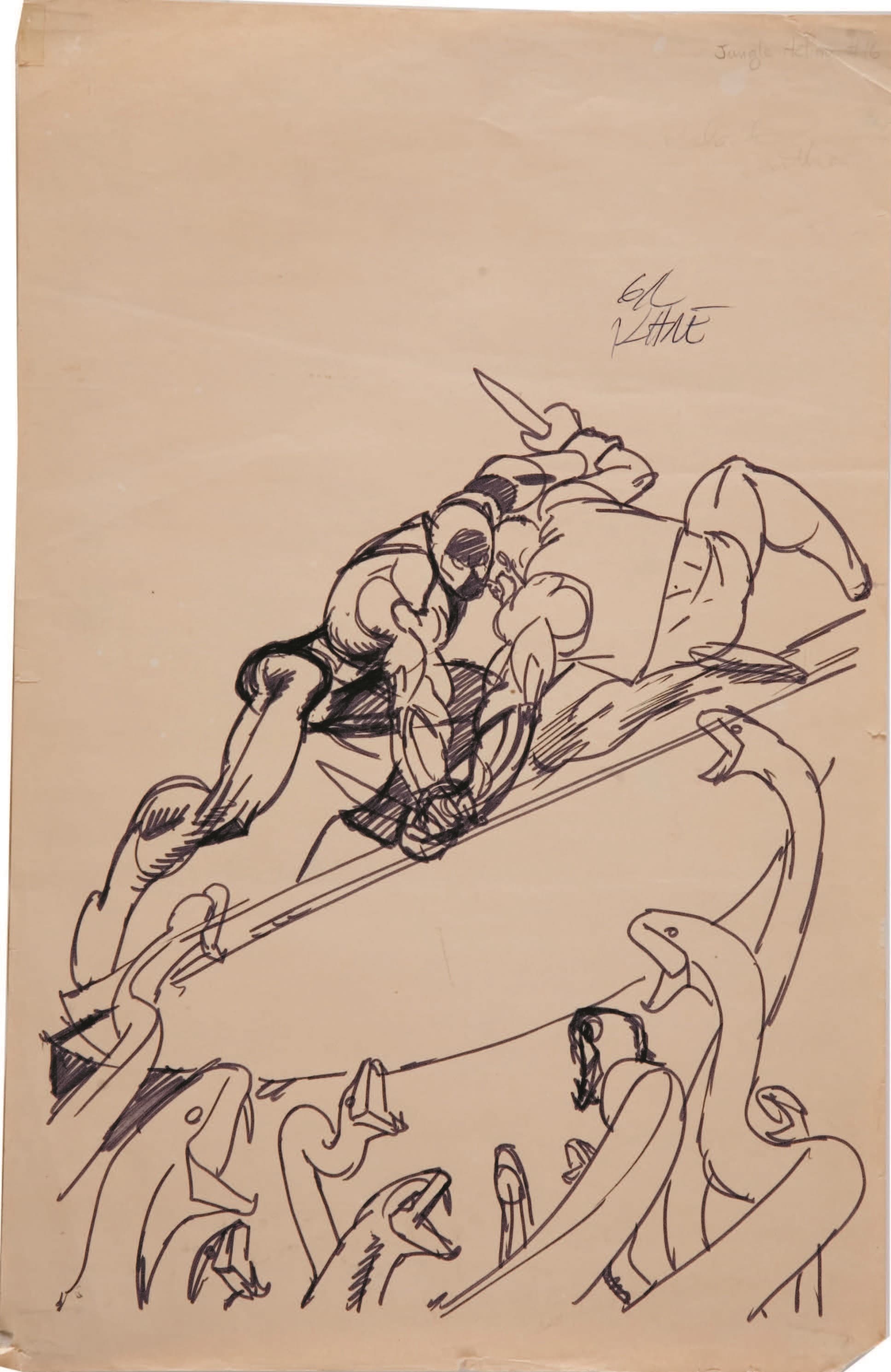 JUNGLE ACTION #16 cover sketch by Gil Kane; courtesy of Heritage Auctions