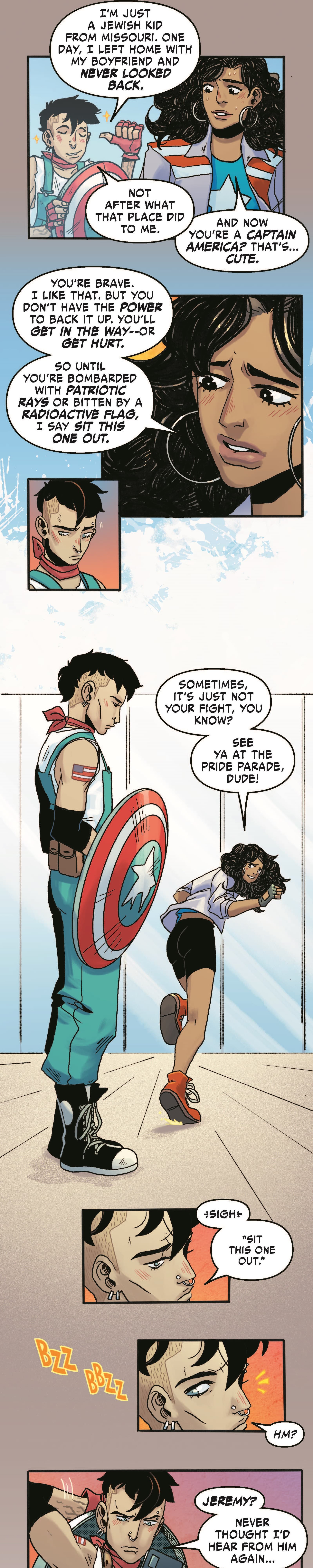 Preview panels from LOVE UNLIMITED: AARON FISCHER CAPTAIN AMERICA (2023) #49.