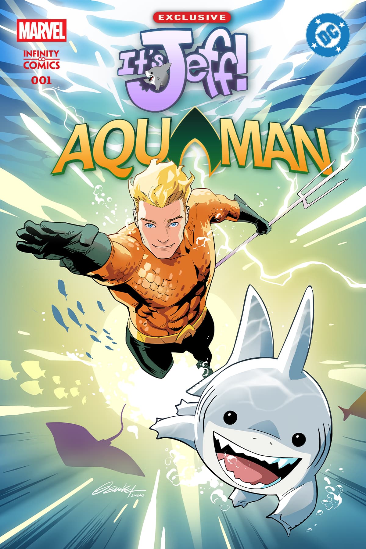 IT’S JEFF/AQUAMAN! INFINITY COMIC #1  Cover by ANDRES GENOLET