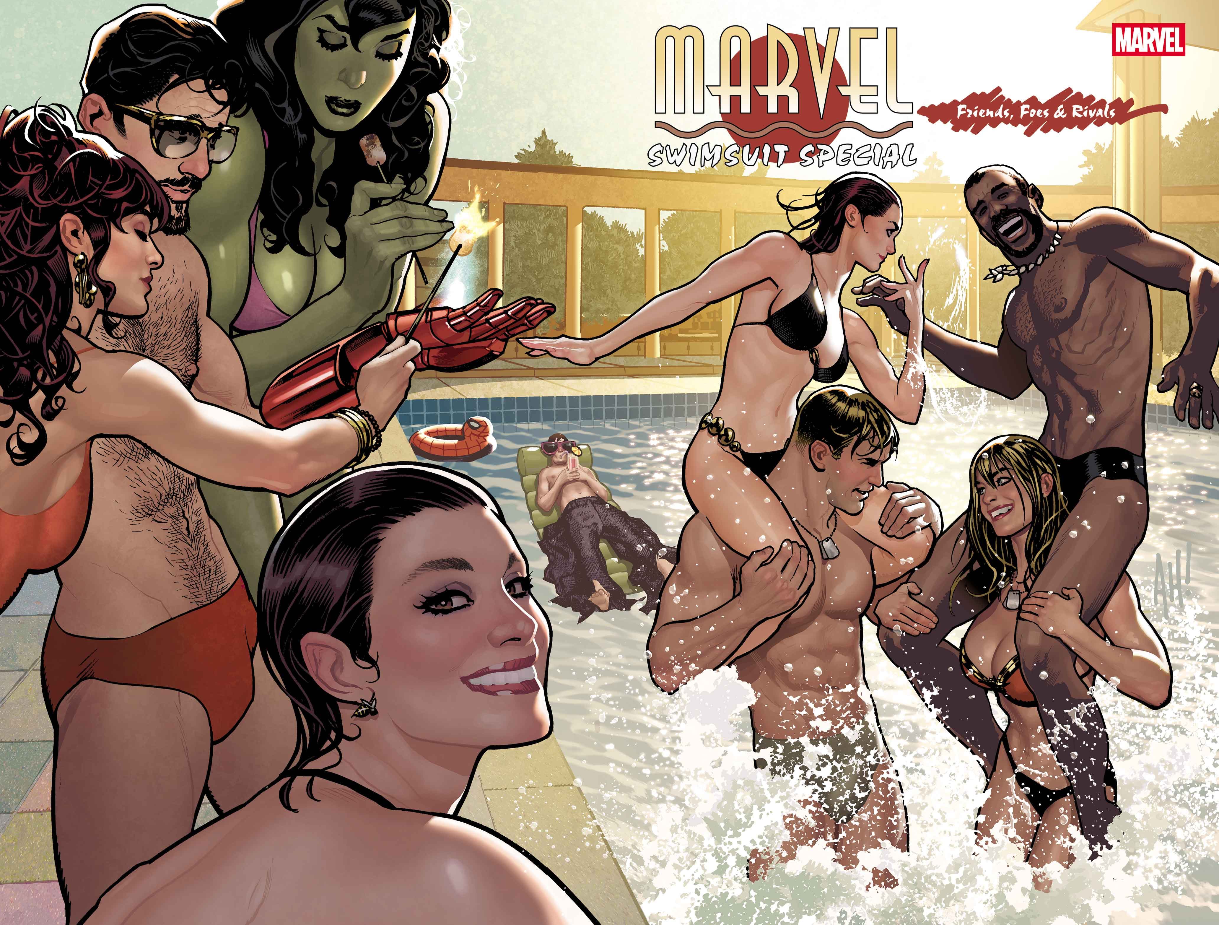 MARVEL SWIMSUIT SPECIAL: FRIENDS, FOES & RIVALS #1 Wraparound Cover by ADAM HUGHES
