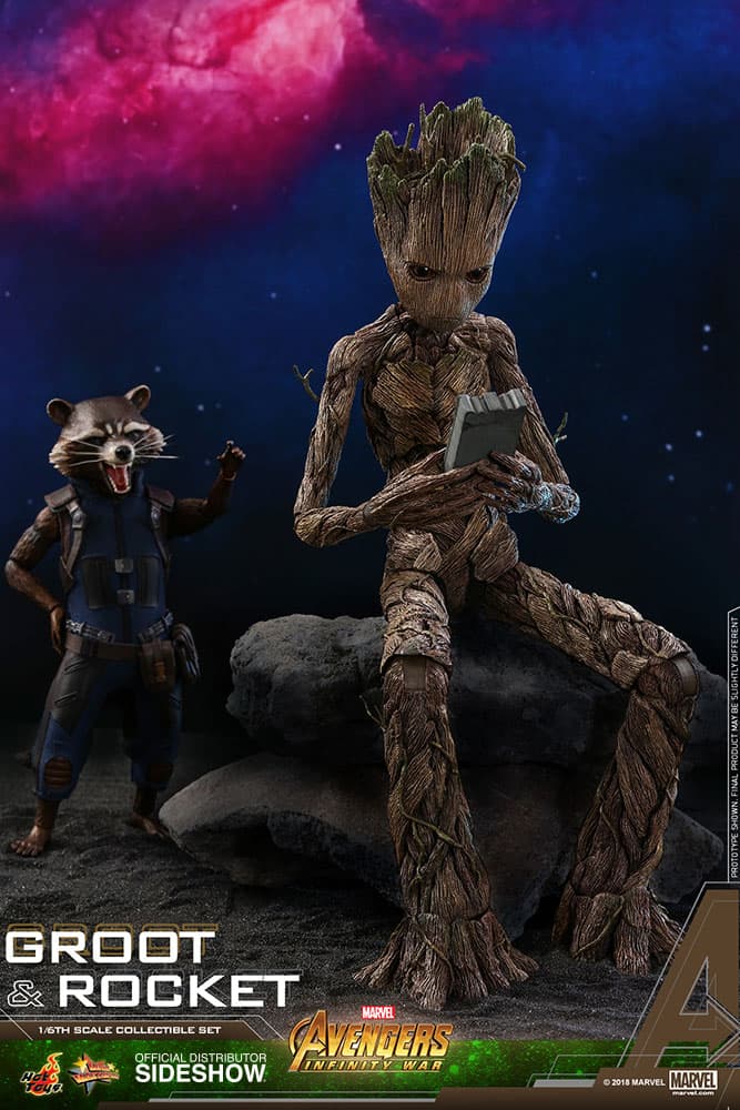  ROCKET & GROOT “AVENGERS: INFINITY WAR” SIXTH SCALE FIGURE SET BY HOT TOYS