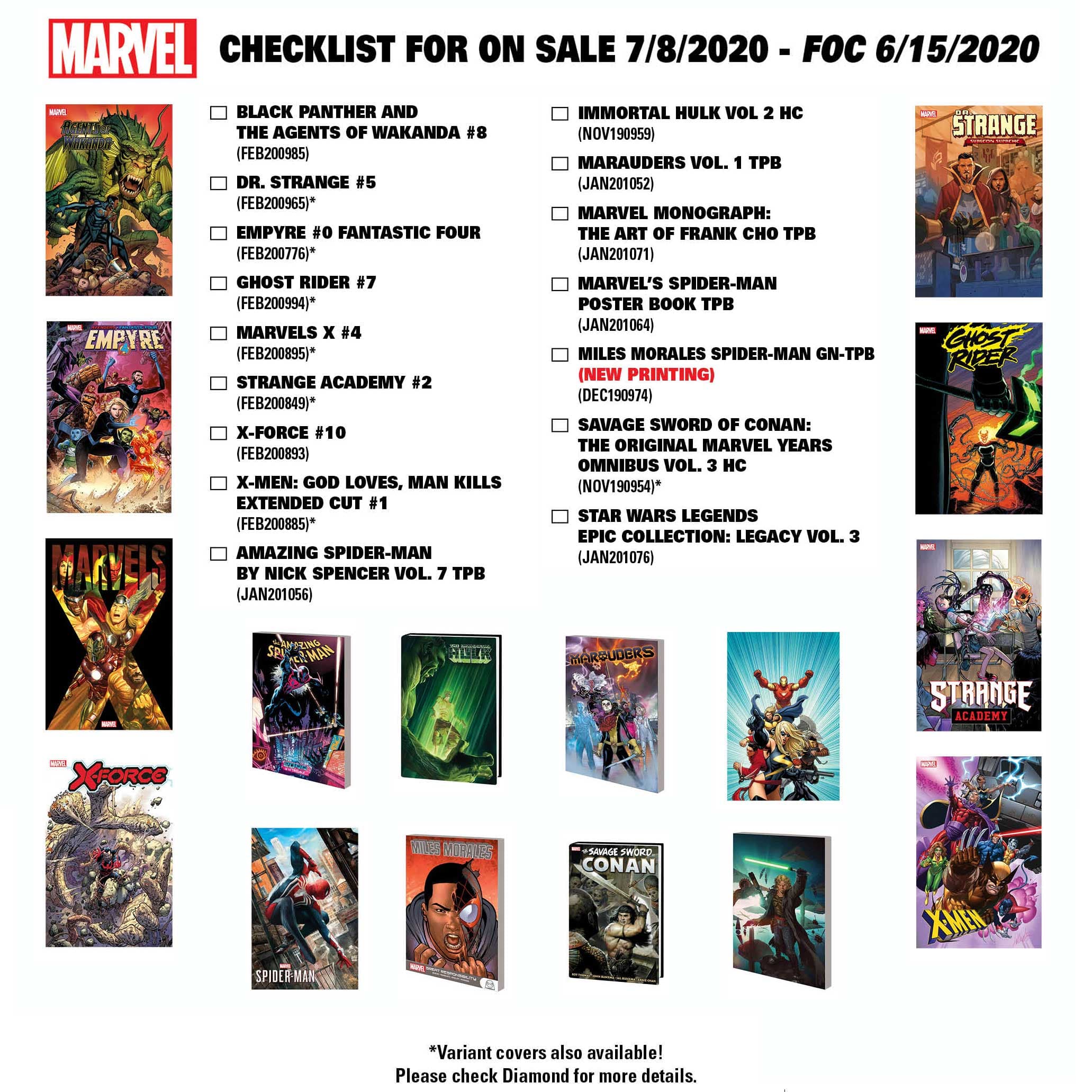 Marvel comics and collections arriving July 8