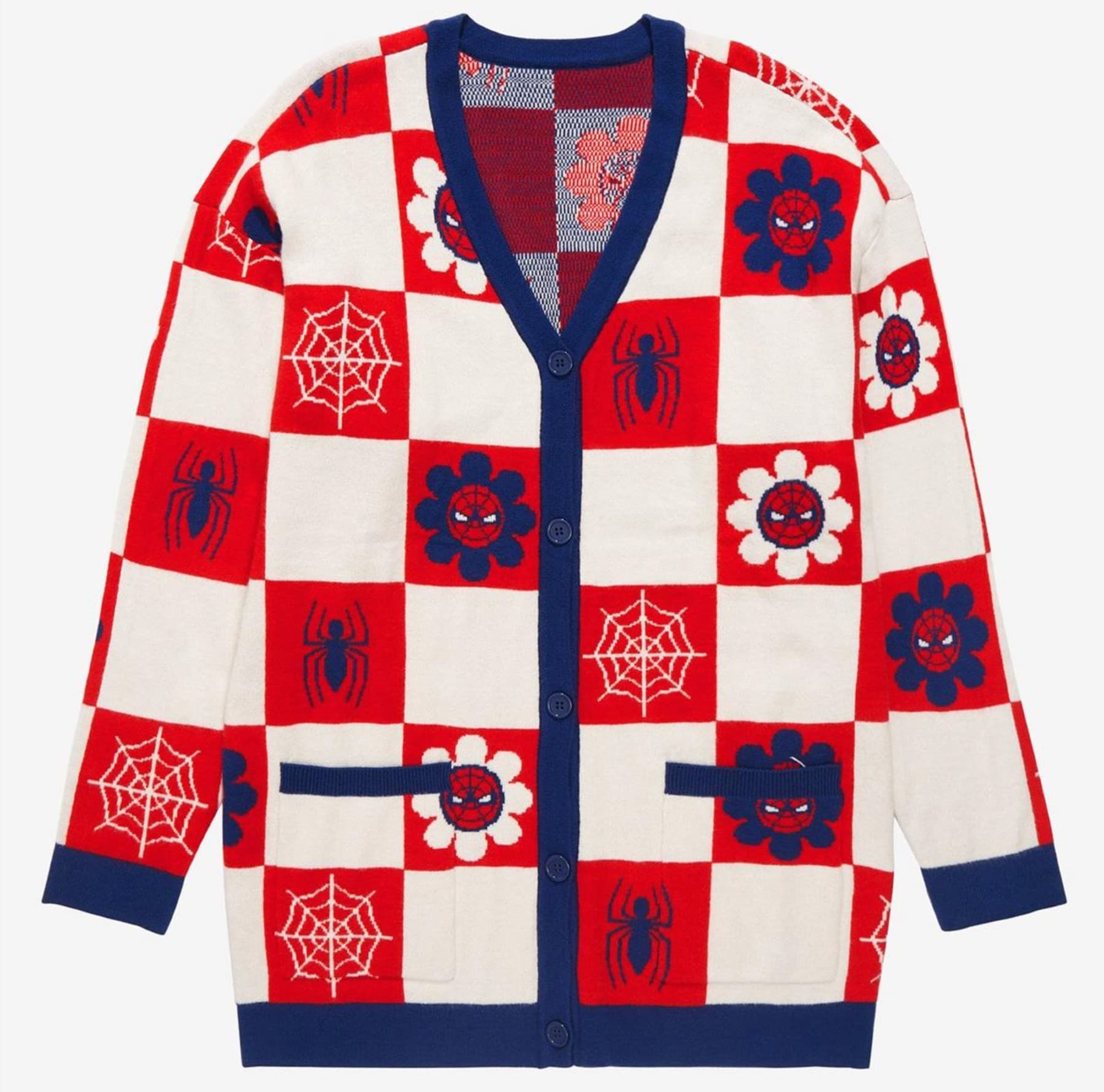 Marvel Spider-Man Floral Checkered Women’s Cardigan