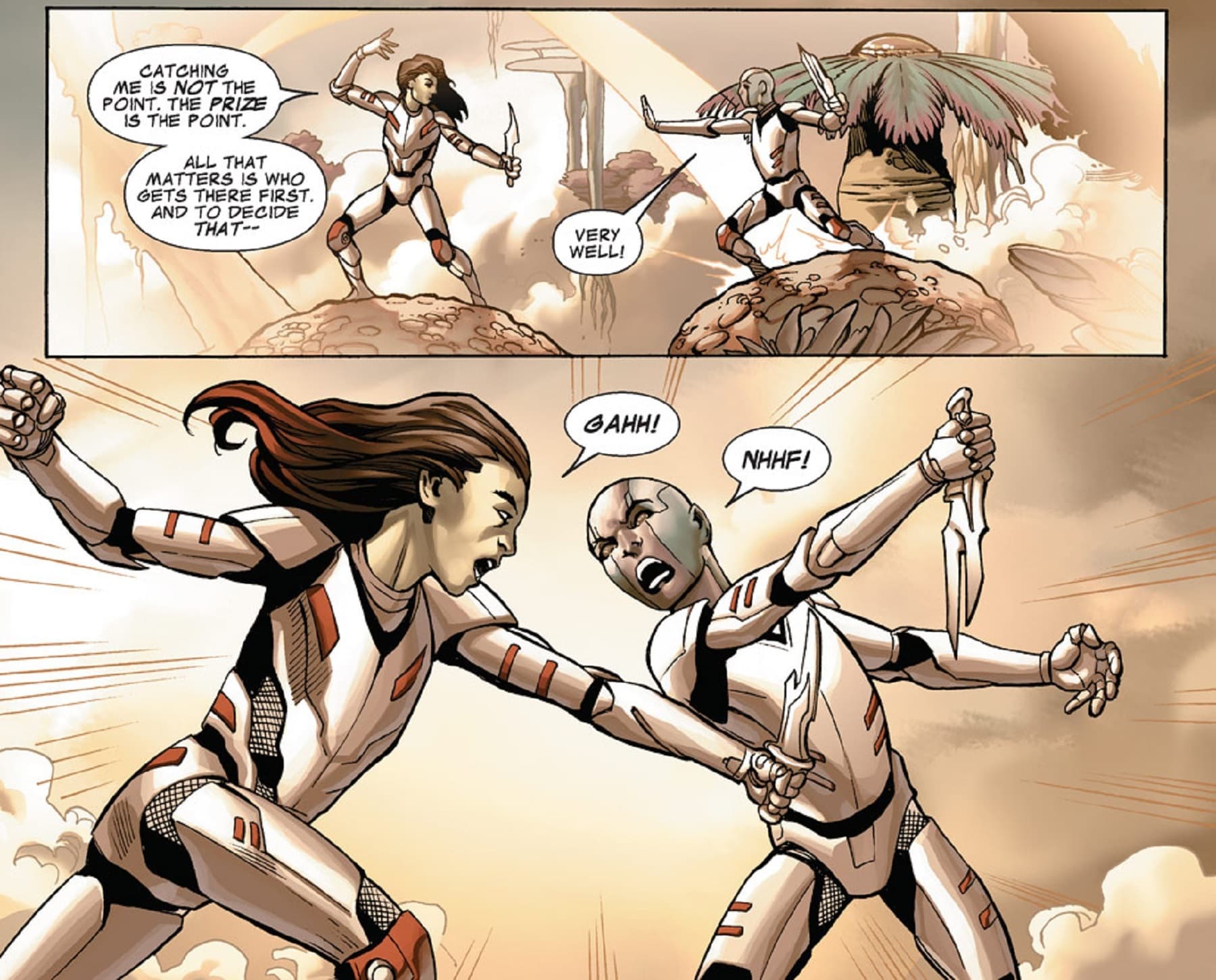 Gamora and Nebula duel in MARVEL'S GUARDIANS OF THE GALAXY PRELUDE (2014) #1,