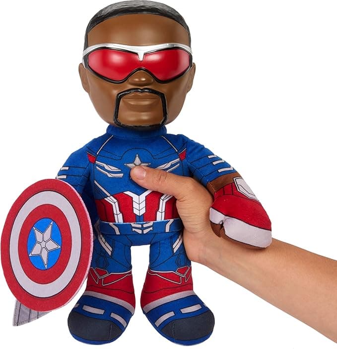 Mattel Marvel Captain America: Brave New World Plush Toy with Sound, Figure with Soft Body Wearing Outfit with Sounds & Phrases Inspired by The Movie