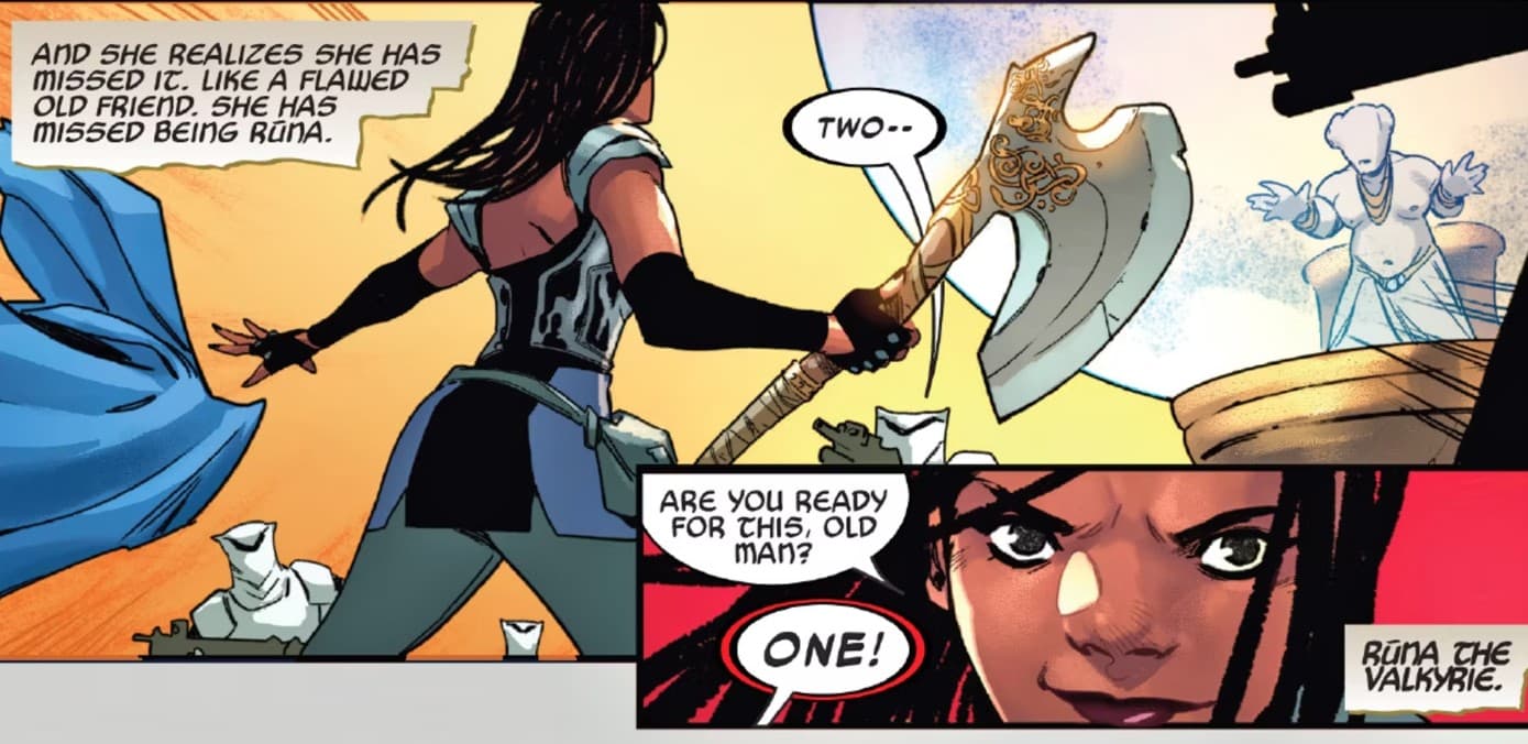THE MIGHTY VALKYRIES (2021) #1 panel by Jason Aaron, Torunn Gronbekk, Erica D'Urso, and Mattia De Iulis