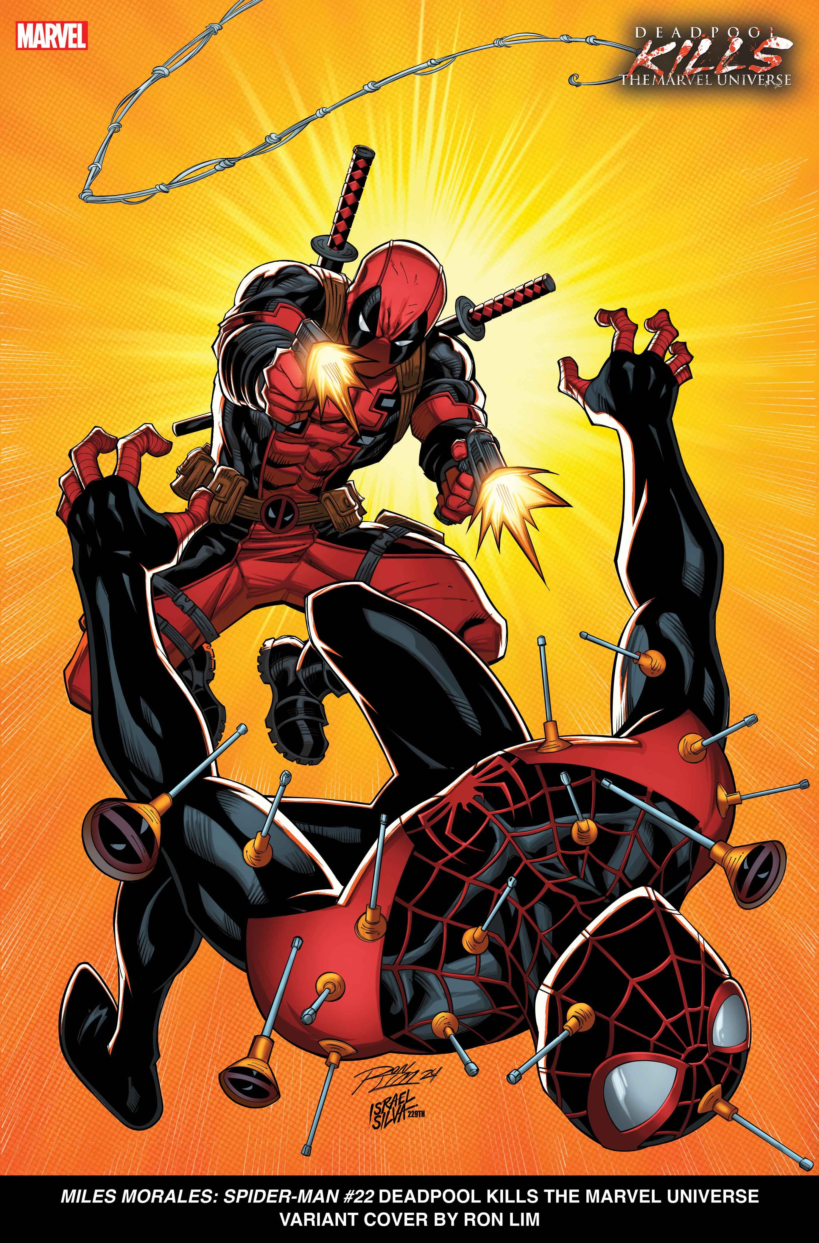 MILES MORALES: SPIDER-MAN #22 Deadpool Kills the Marvel Universe Variant Cover by Ron Lim