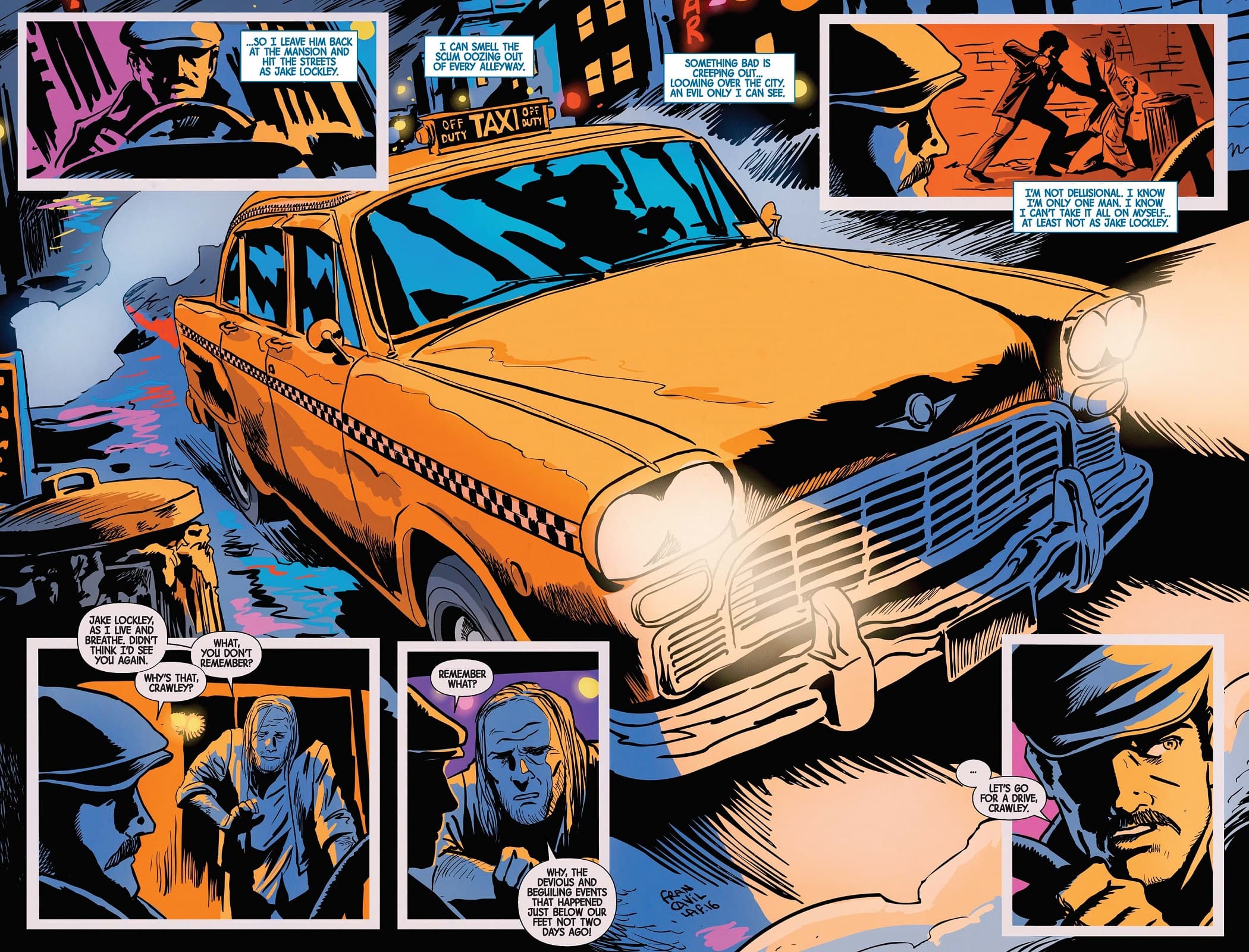 Jake cruises the streets for deets in MOON KNIGHT (2016) #6.