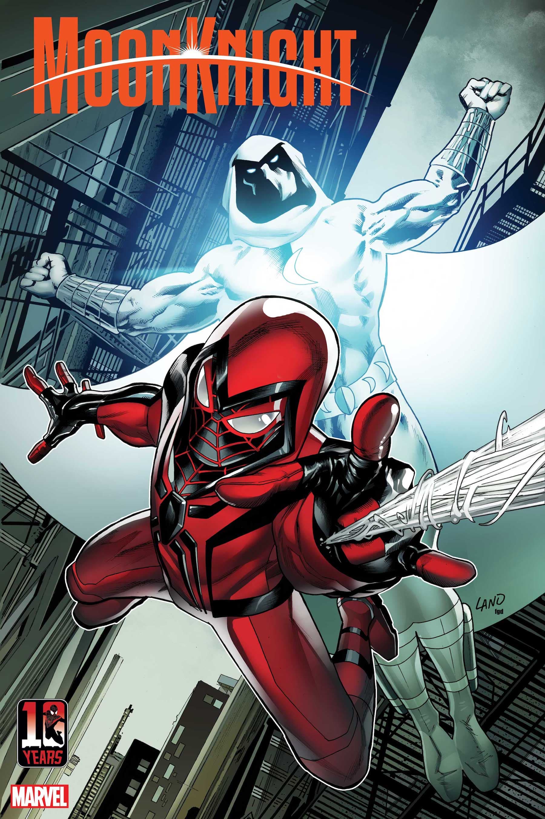 MOON KNIGHT #3 MILES MORALES 10th ANNIVERSARY VARIANT COVER by GREG LAND with colors by FRANK D’ARMATA