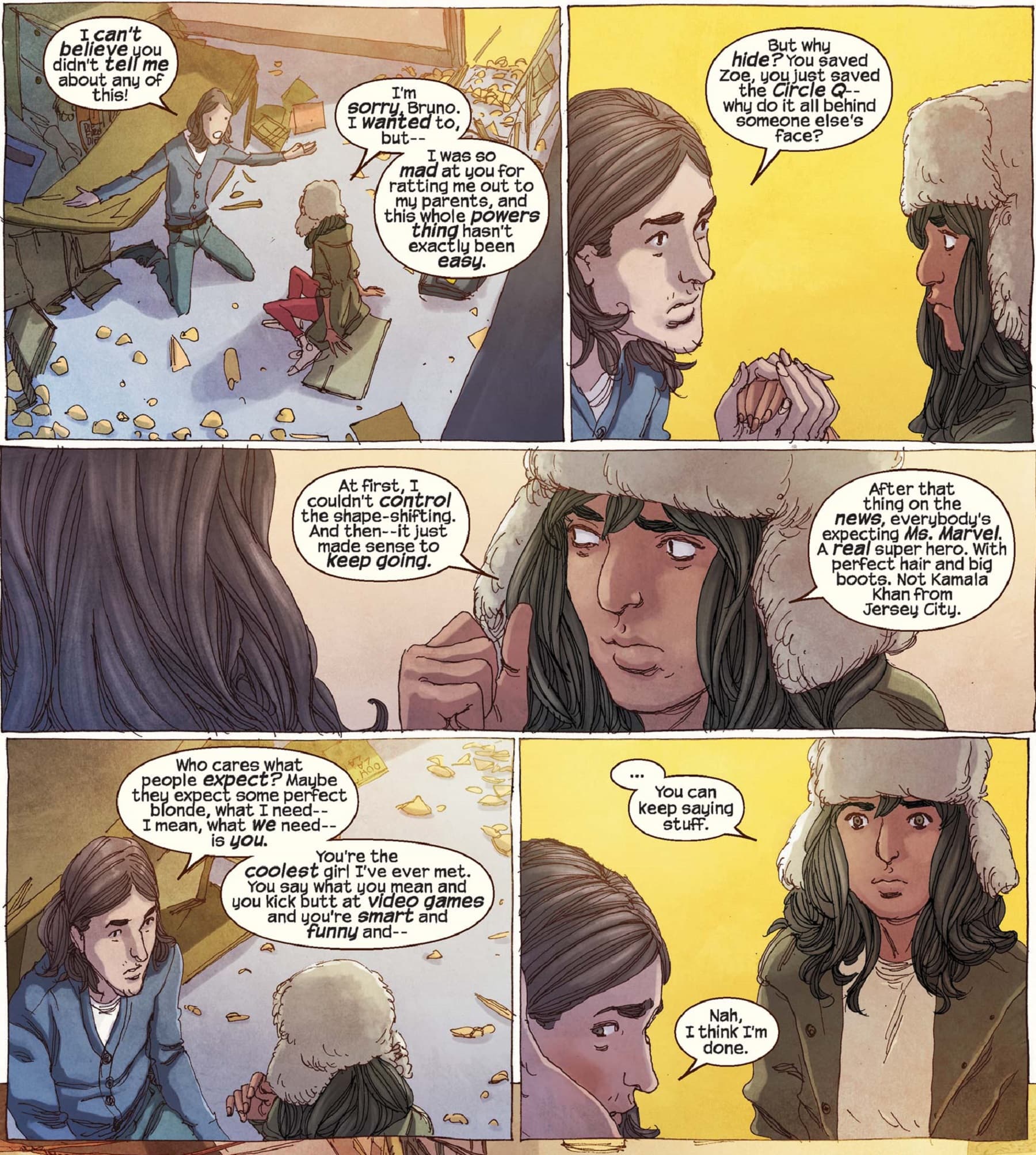 Ms. Marvel reveals herself to Bruno.