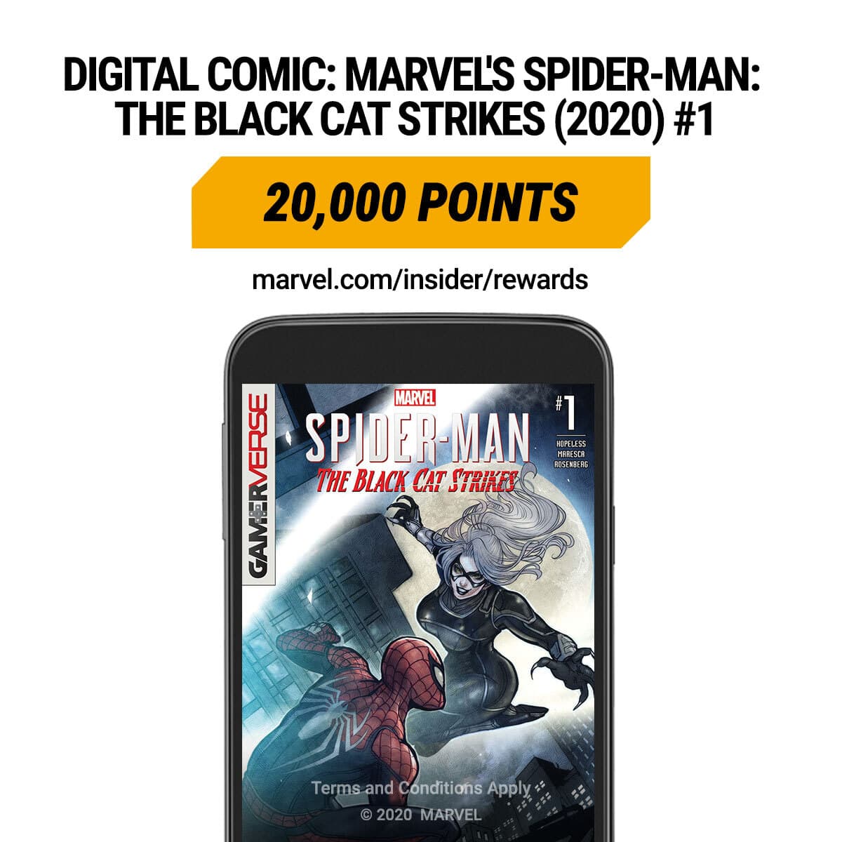 Marvel Insider Featured Rewards Marvel's Spider-Man: The Black Cat Strikes (2020) #1 Redeem For 20,000 Insider Points