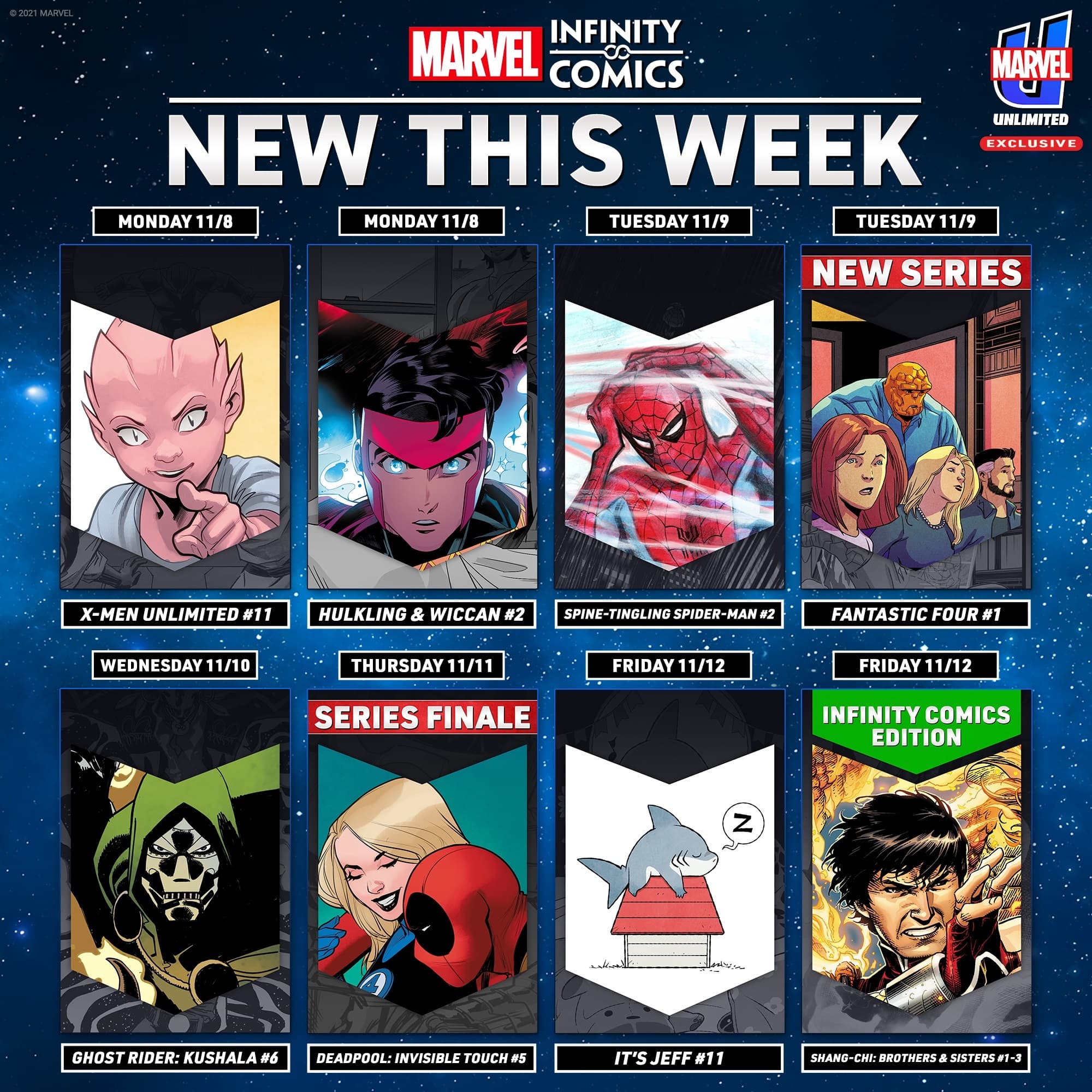 Weekly Infinity Comics Calendar