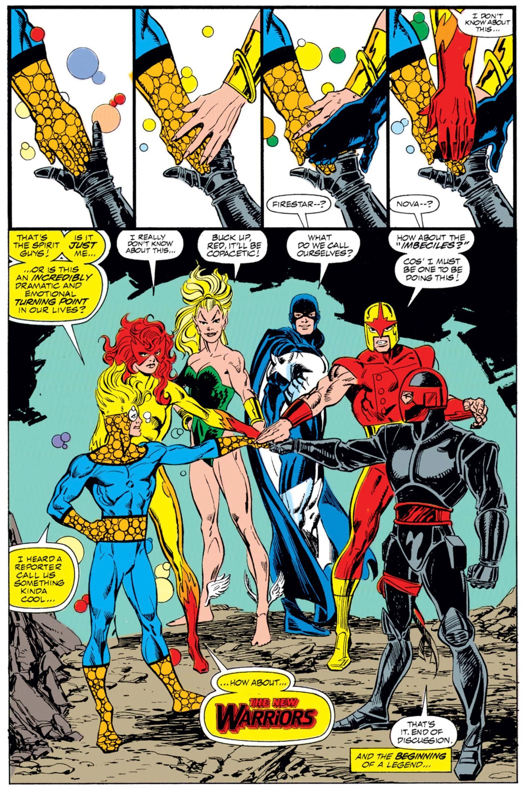 NEW WARRIORS (1990) #1 page by Fabian Nicieza, Mark Bagley, and Al Williamson