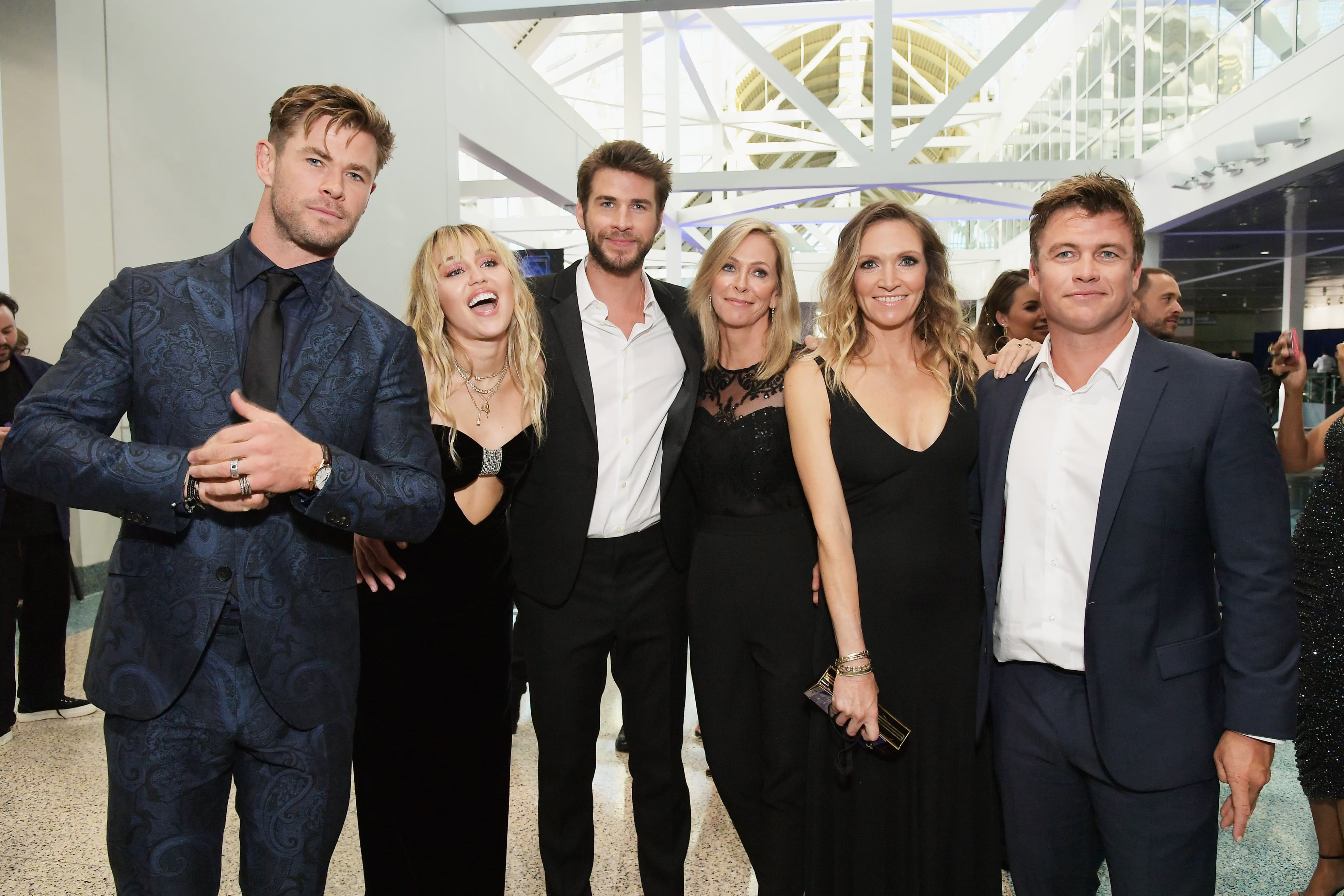 Chris Hemsworth, Miley Cyrus, Liam Hemsworth, Leonie Hemsworth, Samantha Hemsworth and Luke Hemsworth at the Avengers: Endgame World Premiere