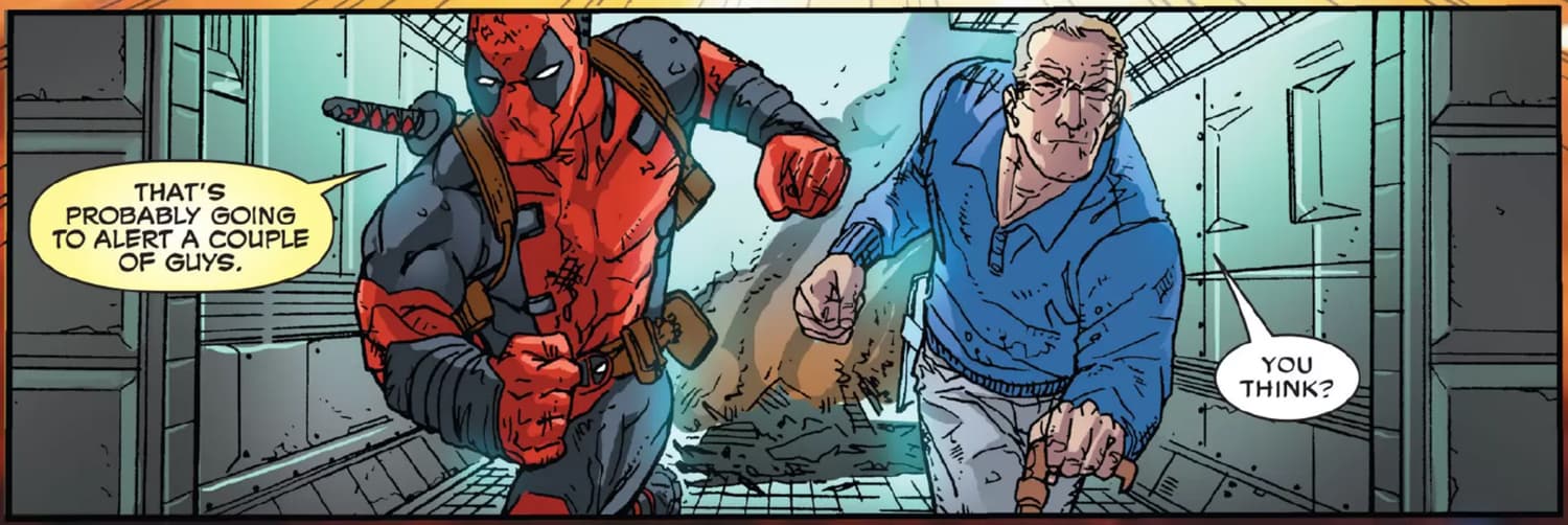 DEATH OF WOLVERINE: DEADPOOL & CAPTAIN AMERICA (2014) #1 panel by Gerry Duggan, Scott Kolins, and Veronica Gandini