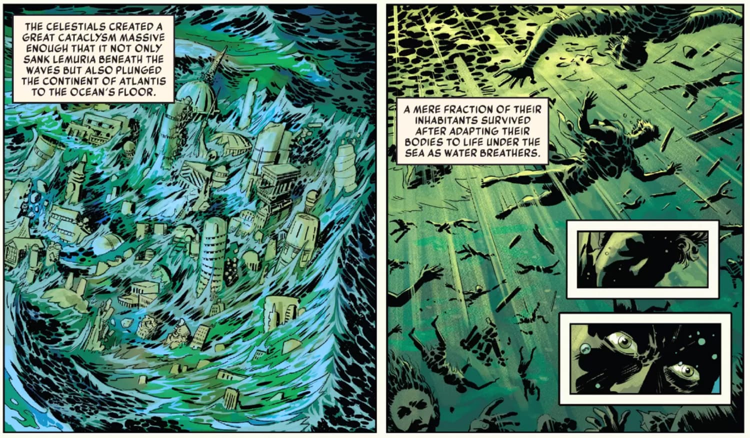 HISTORY OF THE MARVEL UNIVERSE (2019) #1 panel by Javier Rodriguez and Álvaro López