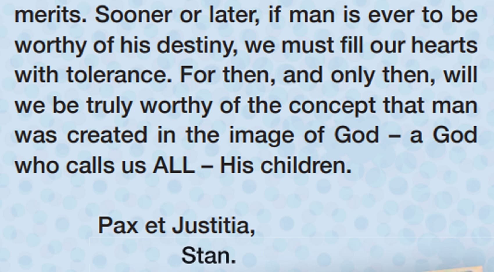 A snippet from Stan’s Soapbox column dated November, 1968.