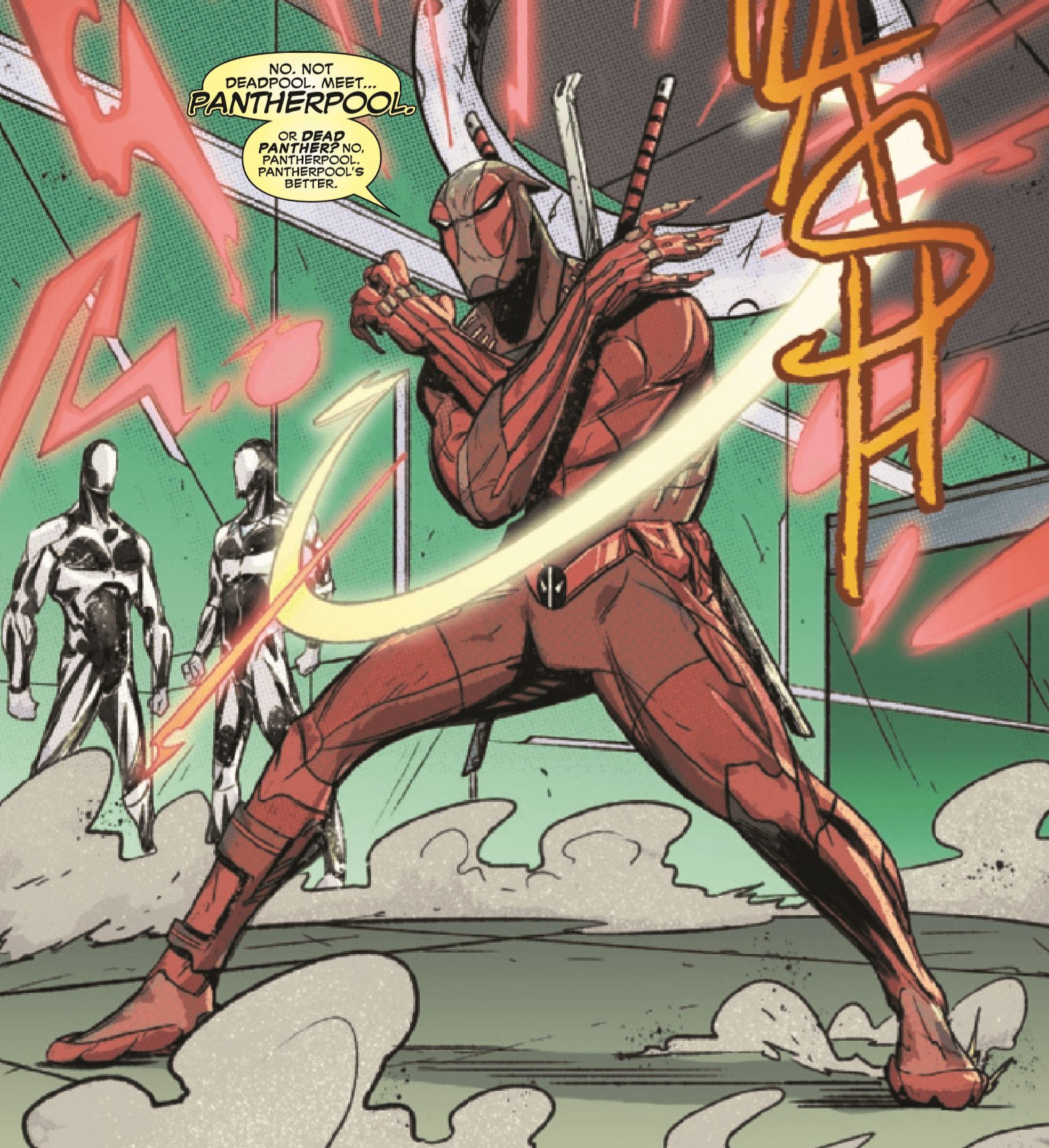 BLACK PANTHER VS. DEADPOOL #4 interior art by Ricardo Lopez Ortiz with colors by Felipe Sobreiro