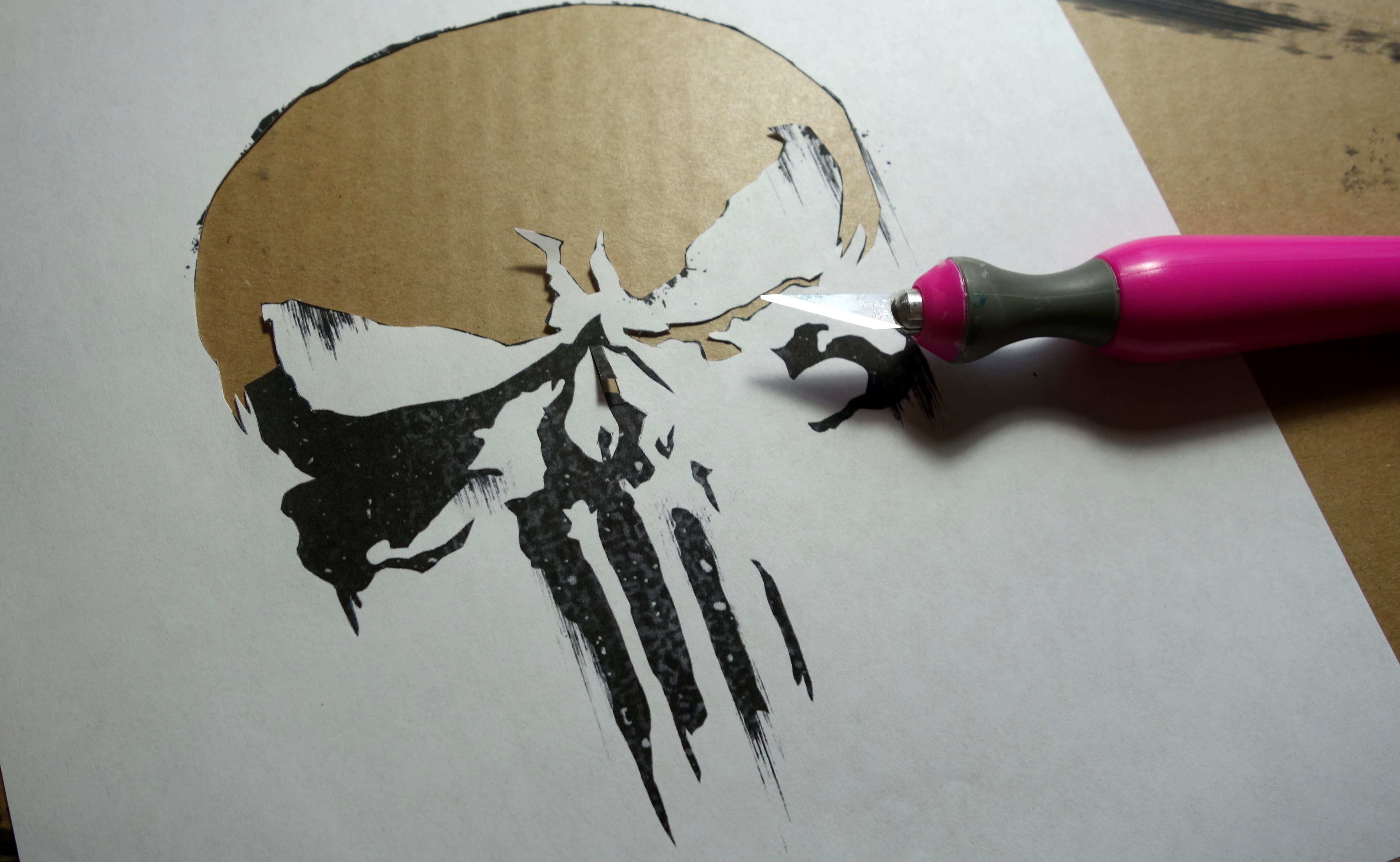 DIY Punisher Jigsaw Puzzle Craft - Cut Stencil