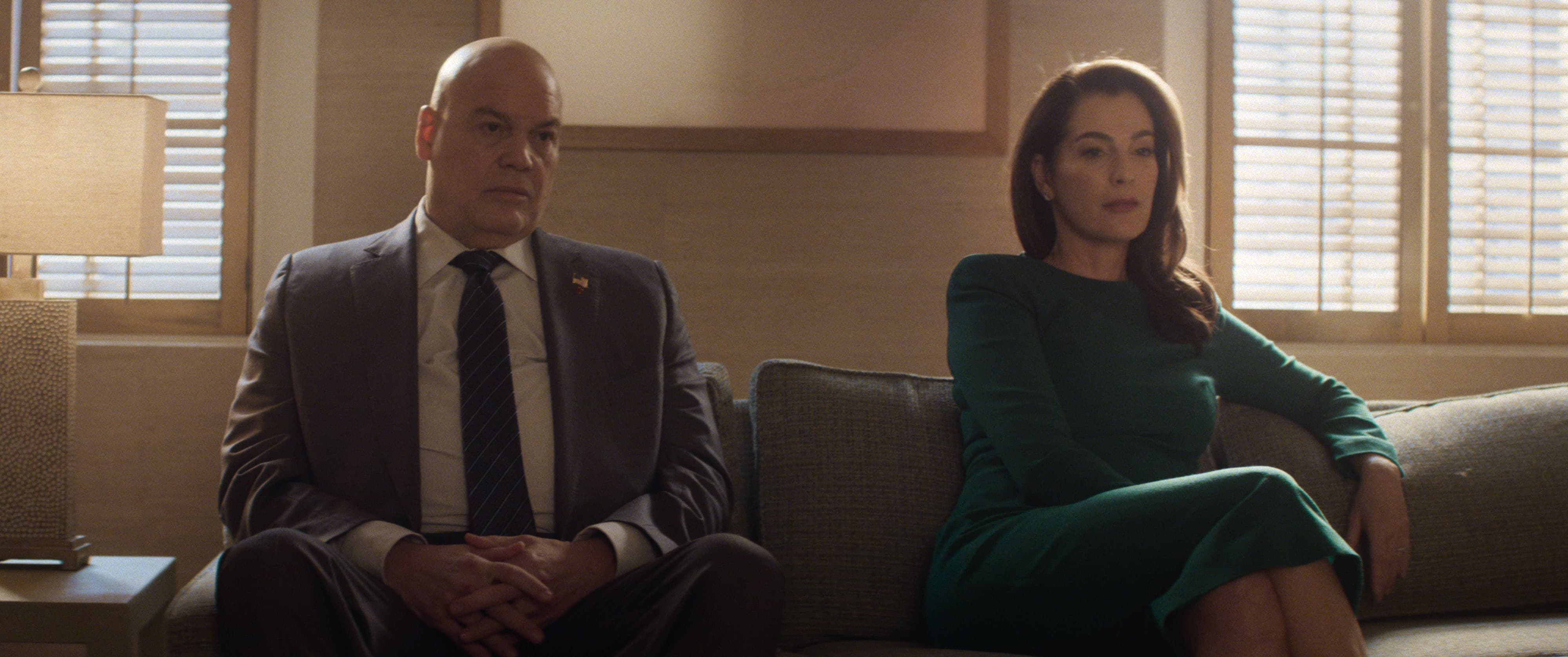 'Daredevil: Born Again' still of Wilson and Vanessa Fisk at couples therapy