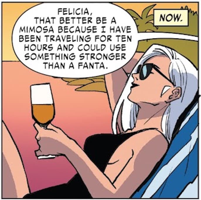 WOMEN OF MARVEL (2022) #1 — "Four Jobs Felicia Hated and One She Didn't (Part 2)" art by Ann Maulina with Rachelle Rosenberg