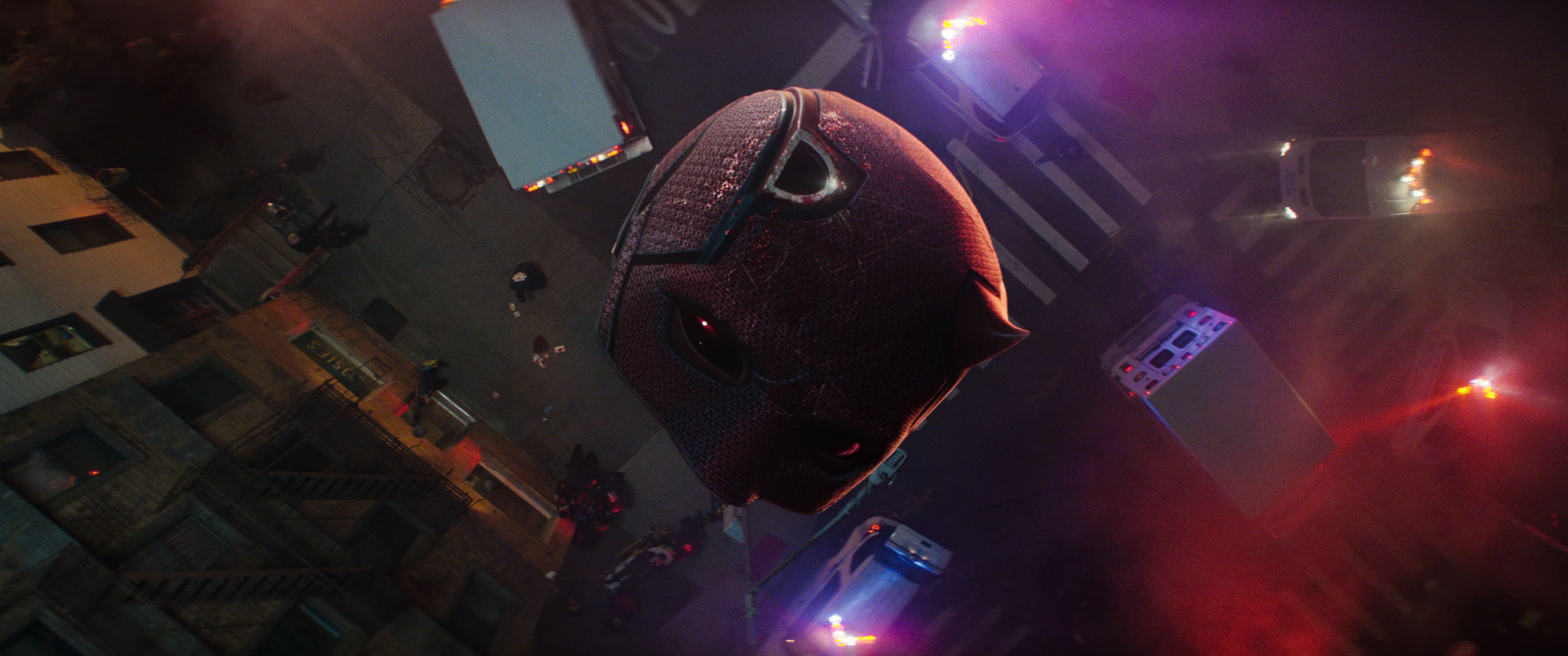 'Daredevil: Born Again' still of Daredevil's mask falling