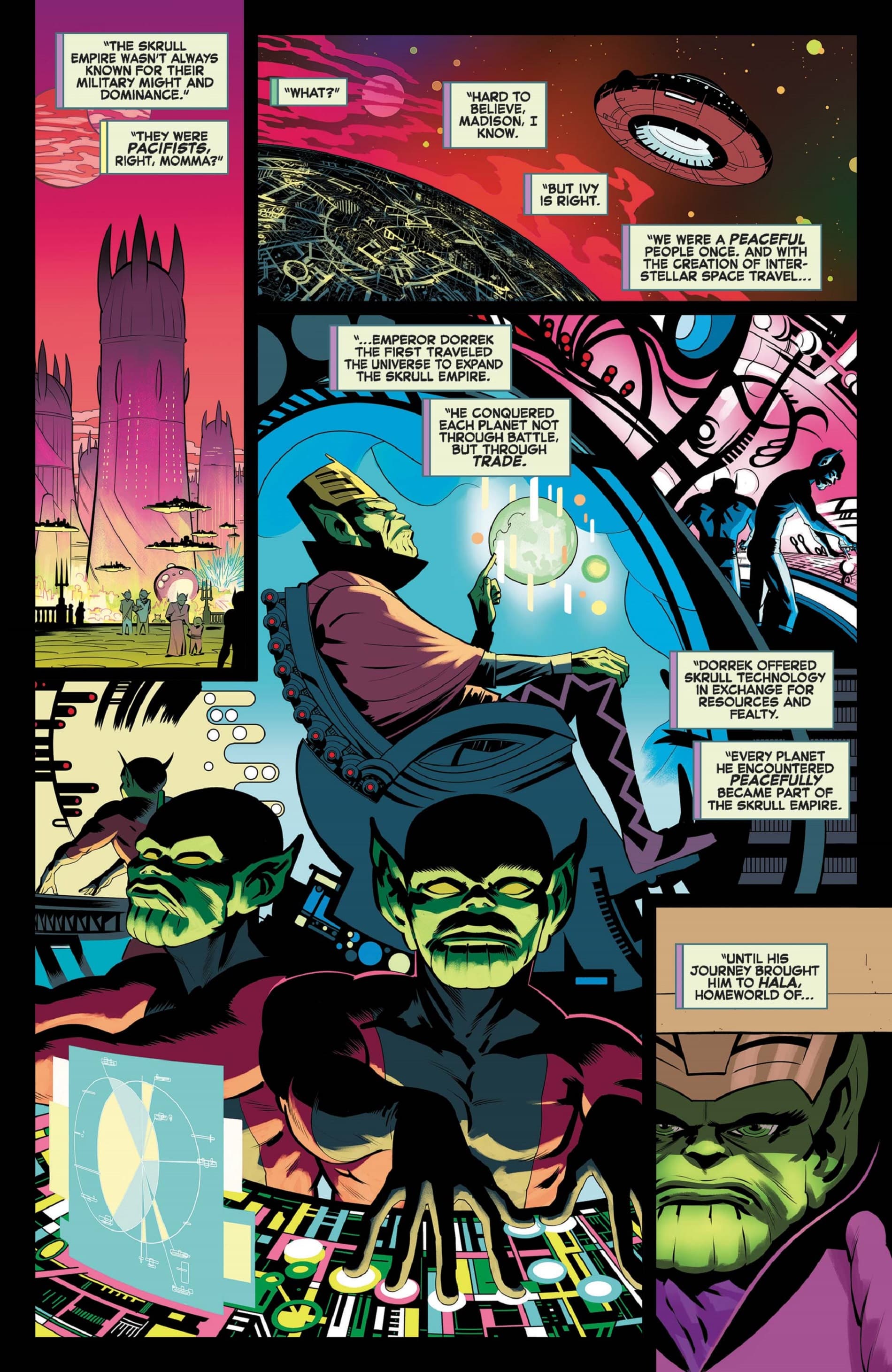 The Skrull Empire prior to encountering the Kree in ROAD TO EMPYRE: THE KREE/SKRULL WAR (2020) #1.