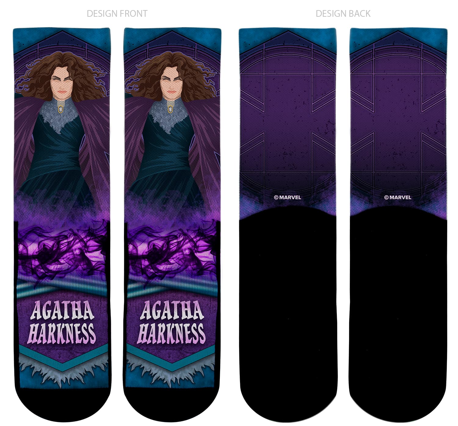 <a href=https://rockemsocks.com/products/wandavision-agatha-harkness-villain-pose>Agatha Harkness - Villain Pose</a> / Rock Em Socks