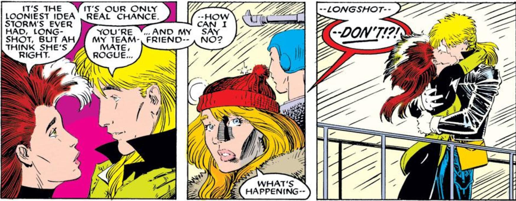 Rogue absorbs Longshot's mind