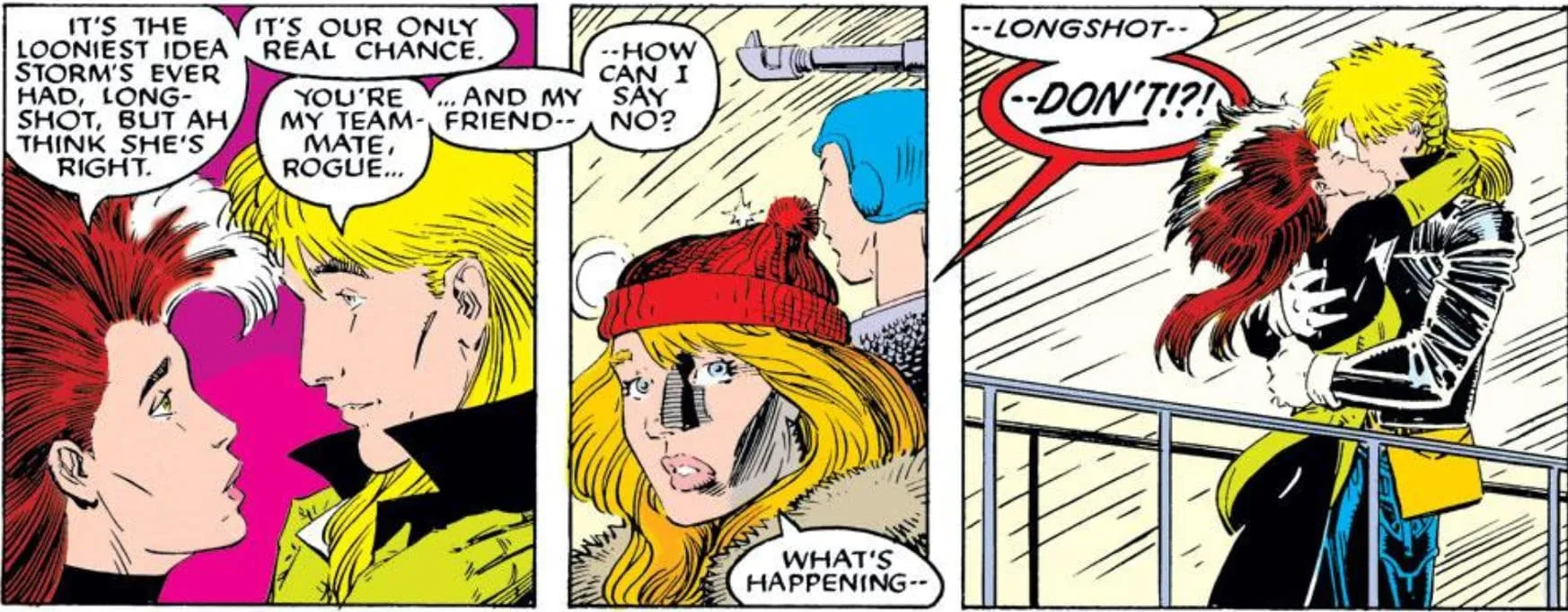Rogue absorbs Longshot's mind