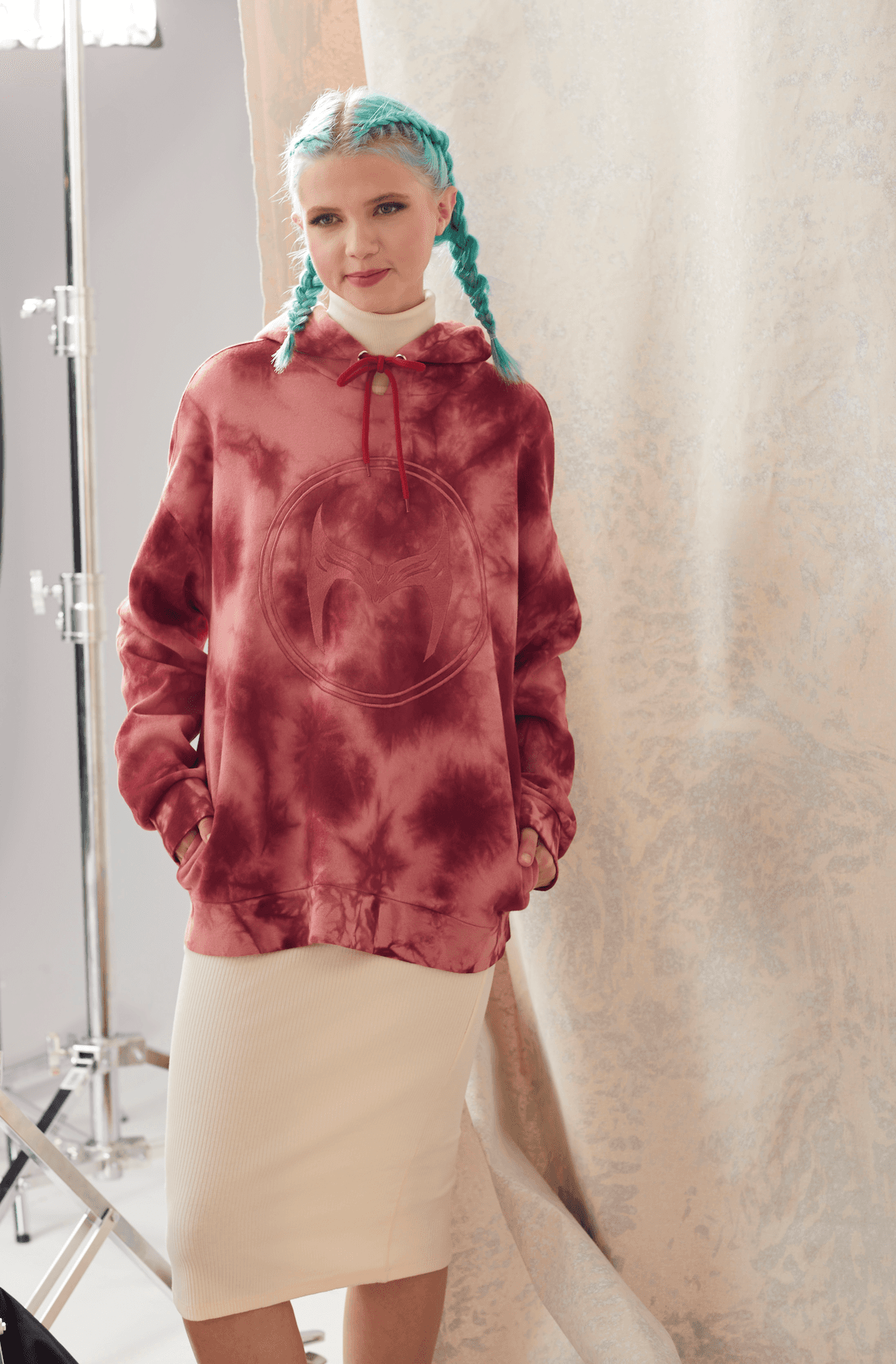 Her Universe WandaVision Scarlet Witch Hoodie  / shop it <a href=https://www.heruniverse.com/product/her-universe-marvel-wandavision-scarlet-witch-hoodie/15922516.html>here</a>