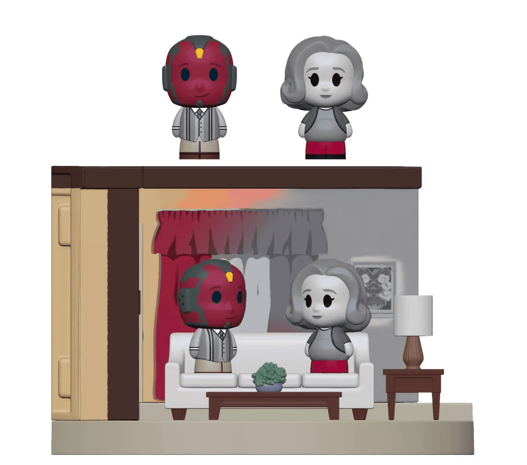 Funko Pop! Mini Moments: Wandavision - ‘60s Living Room / shop it <a href=https://www.target.com/p/funko-pop-mini-moments-wandavision-living-room-60-39-s/-/A-83906880>here</a>