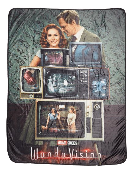 WandaVision Throw Blanket / shop it <a href=https://www.hottopic.com/product/marvel-wandavision-throw-blanket/15917984.html>here</a>