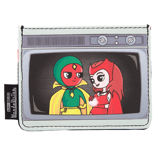 WandaVision Classic Costumes Cardholder / shop it <a href=https://www.boxlunch.com/product/loungefly-marvel-wandavision-classic-costumes-cardholder---boxlunch-exclusive/15939218.html>here</a>