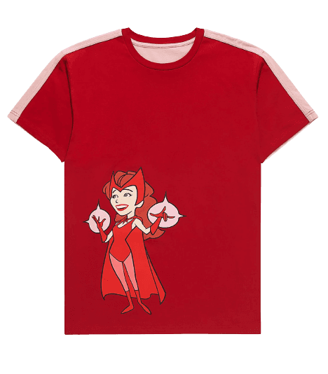 Scarlet Witch Cartoon Contrast T-Shirt / shop it <a href=https://www.boxlunch.com/product/marvel-wandavision-scarlet-witch-cartoon-contrast-t-shirt---boxlunch-exclusive/16257974.html>here</a>