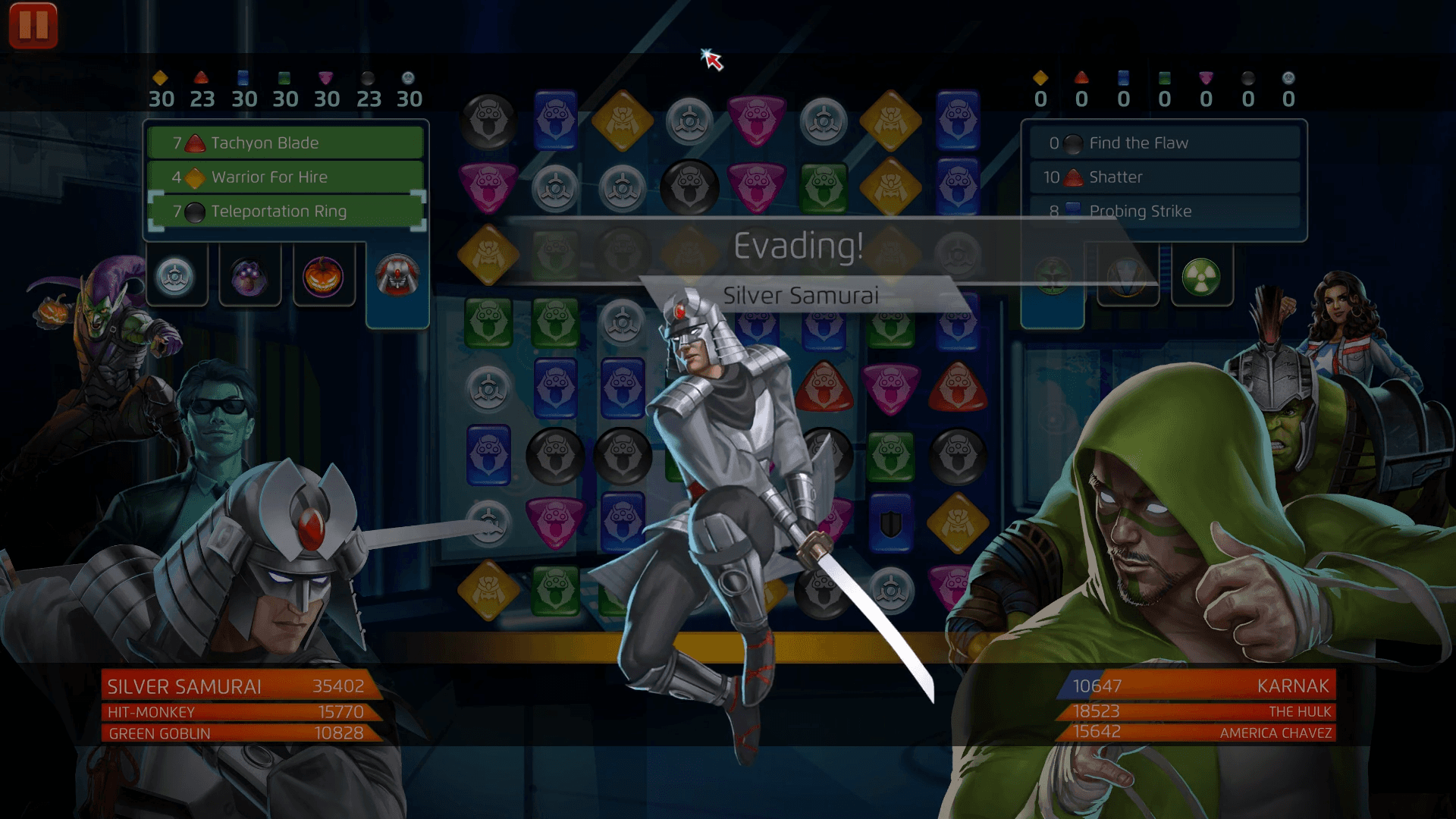 Silver Samurai (Kenuichio Harada) uses Teleportation Ring in MARVEL Puzzle Quest