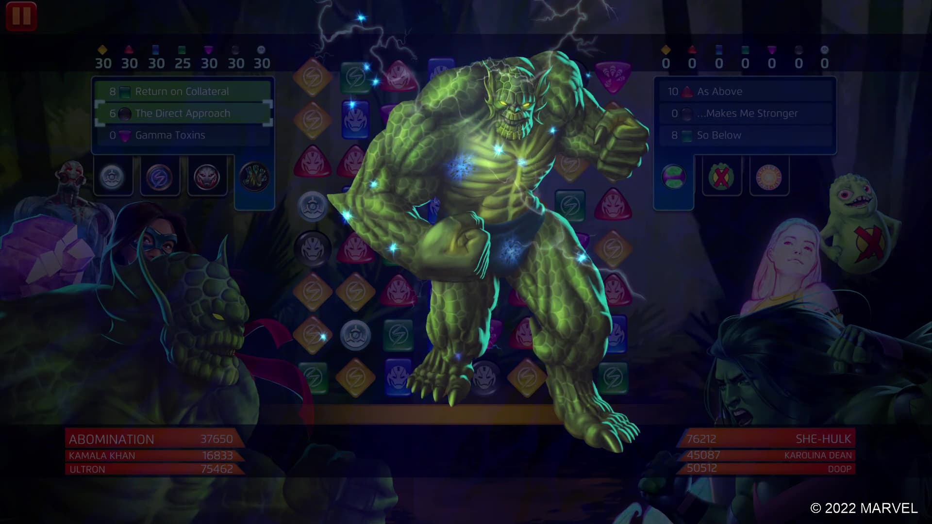 Abomination (Emil Blonsky) uses The Direct Approach in MARVEL Puzzle Quest