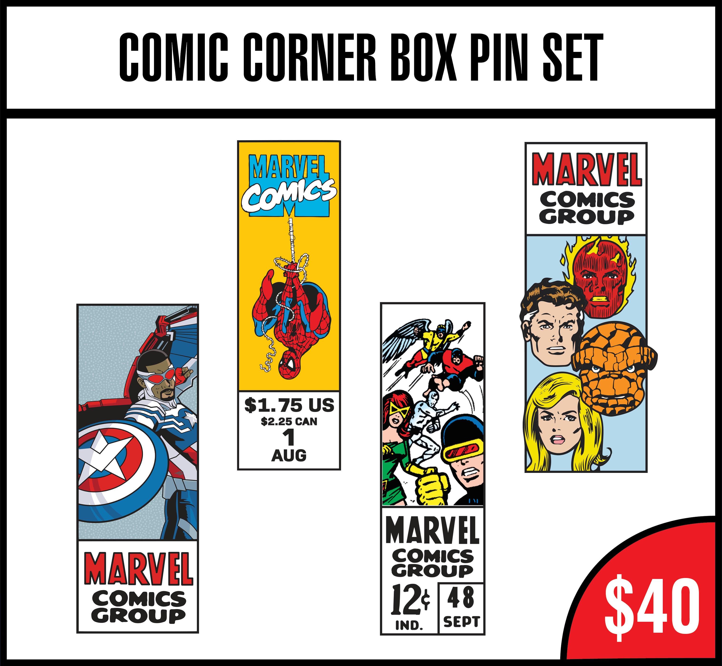 San Diego Comic-Con 2025 Comic Corner Box Pin Set