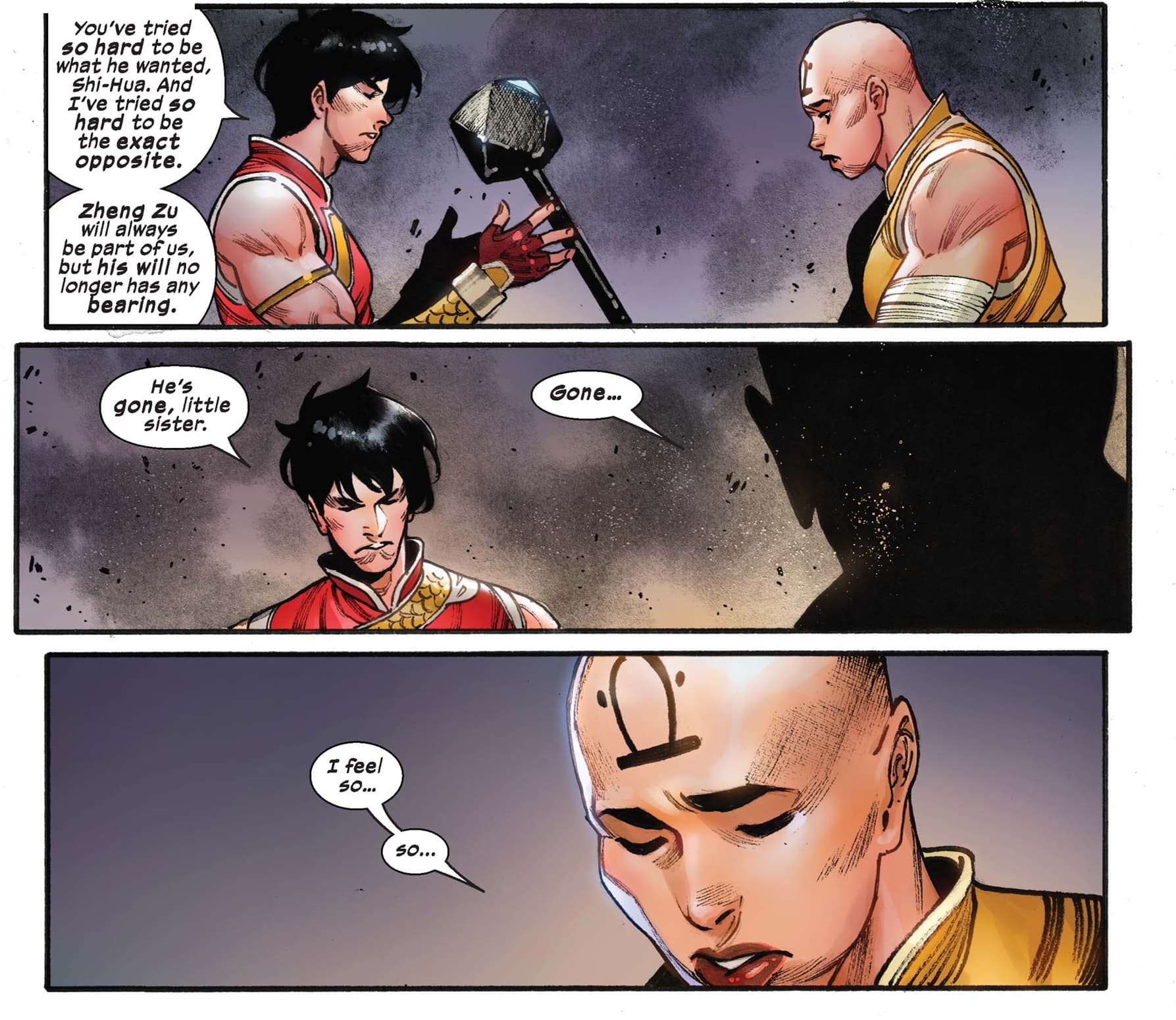 Shang-Chi nearly breaks through to Sister Hammer.