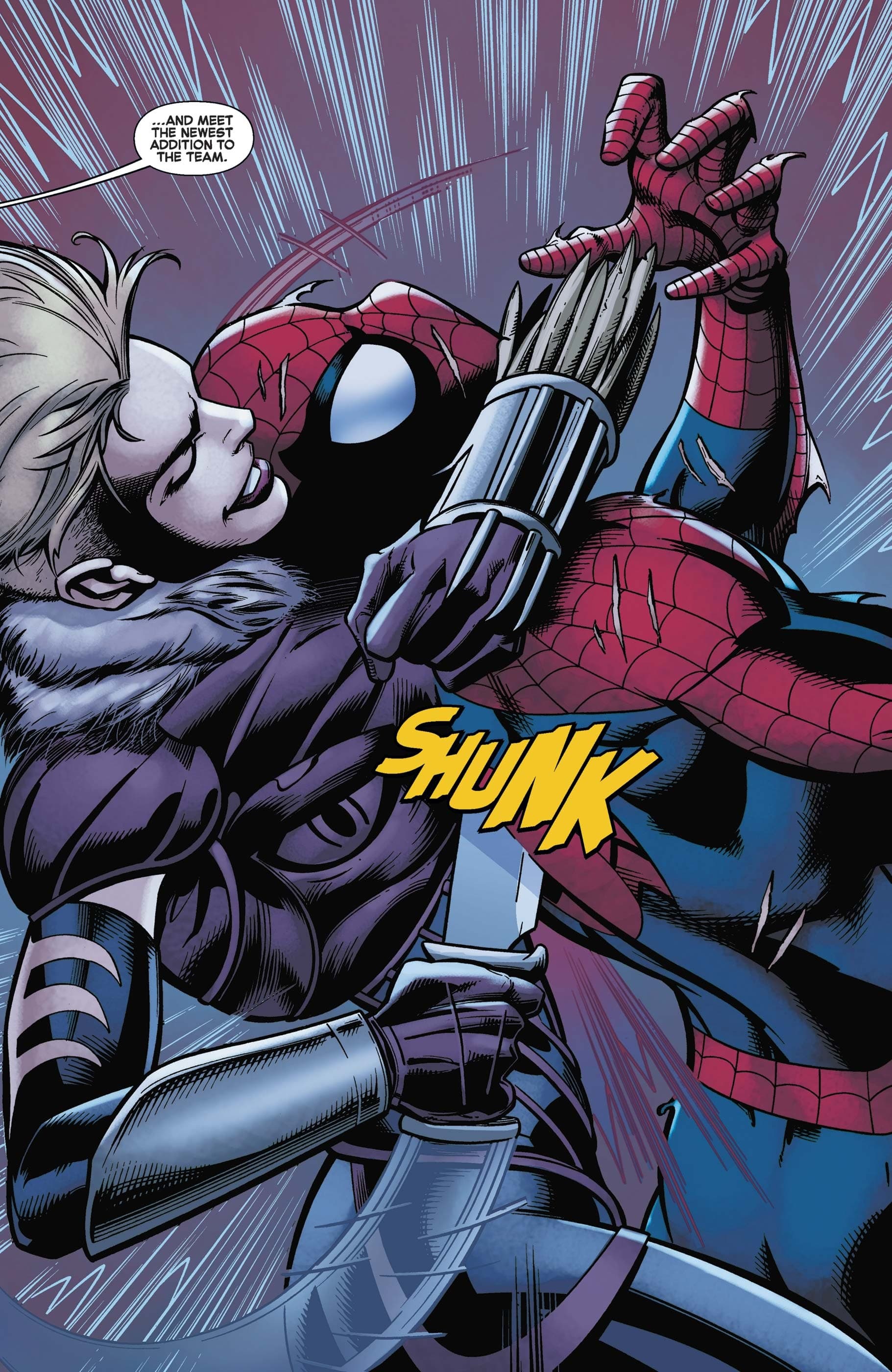 Spider-Man stabbed in the back.