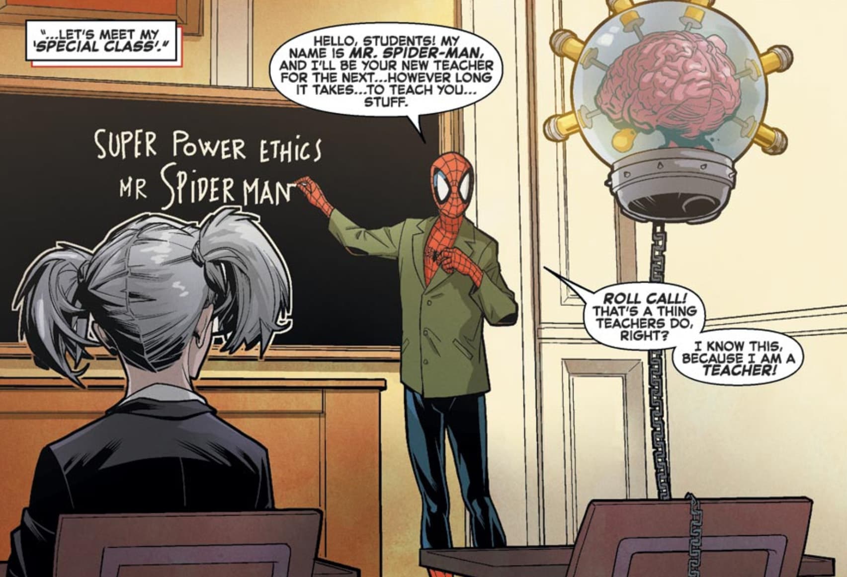 Spider-Man teaching mutants