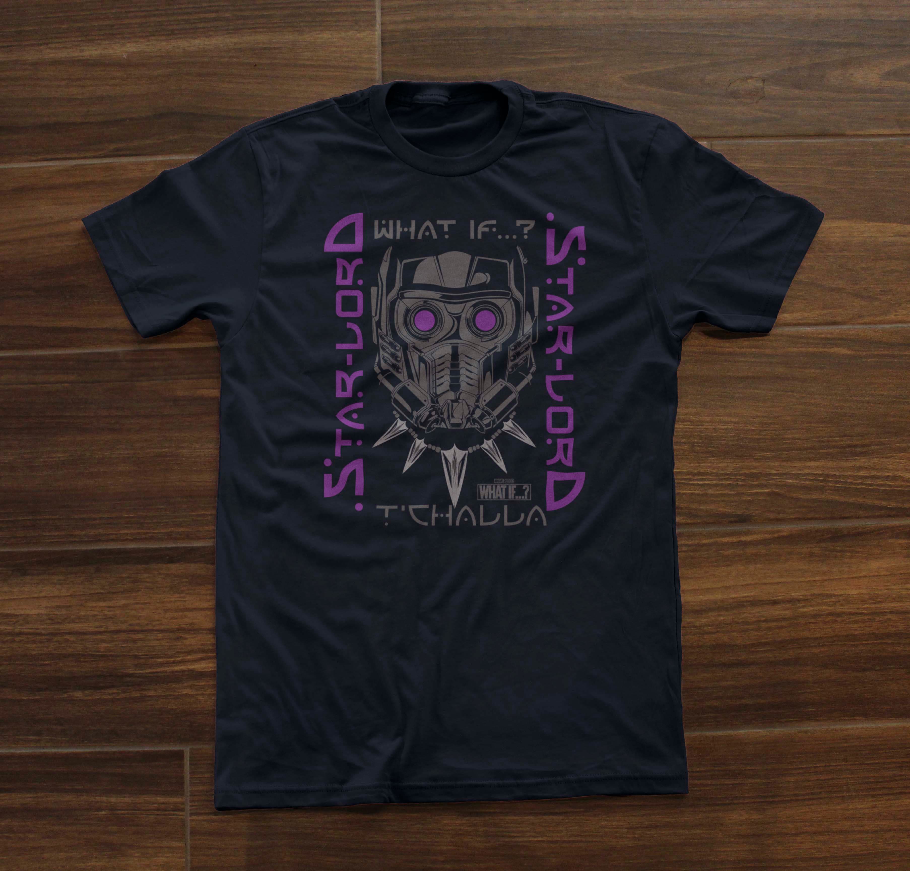 T’Challa Star-Lord Shirt / shop it <a href=https://www.hottopic.com/product/marvel-what-if...-star-lord-tchalla-t-shirt/16642831.html>here</a>