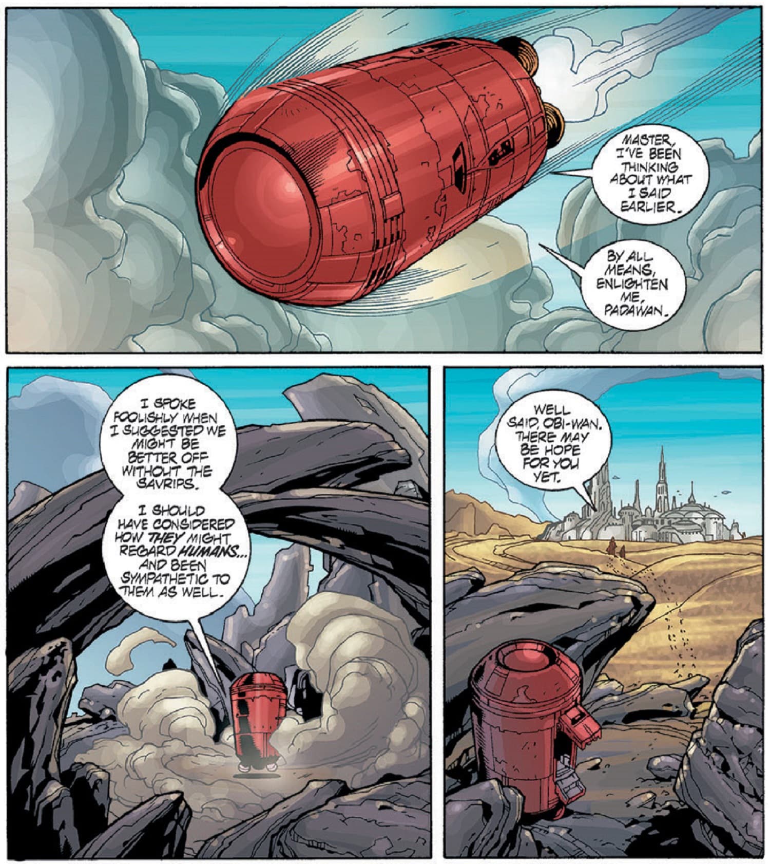 Obi-Wan reflects on his words in STAR WARS: QUI-GON & OBI-WAN - LAST STAND ON ORD MANTELL (2000) #1.